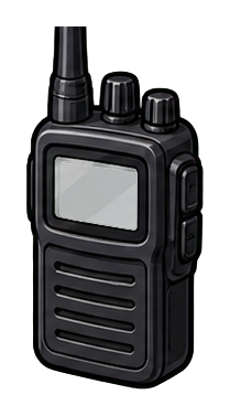 Black blank walkie talkie with antenna and control knobs