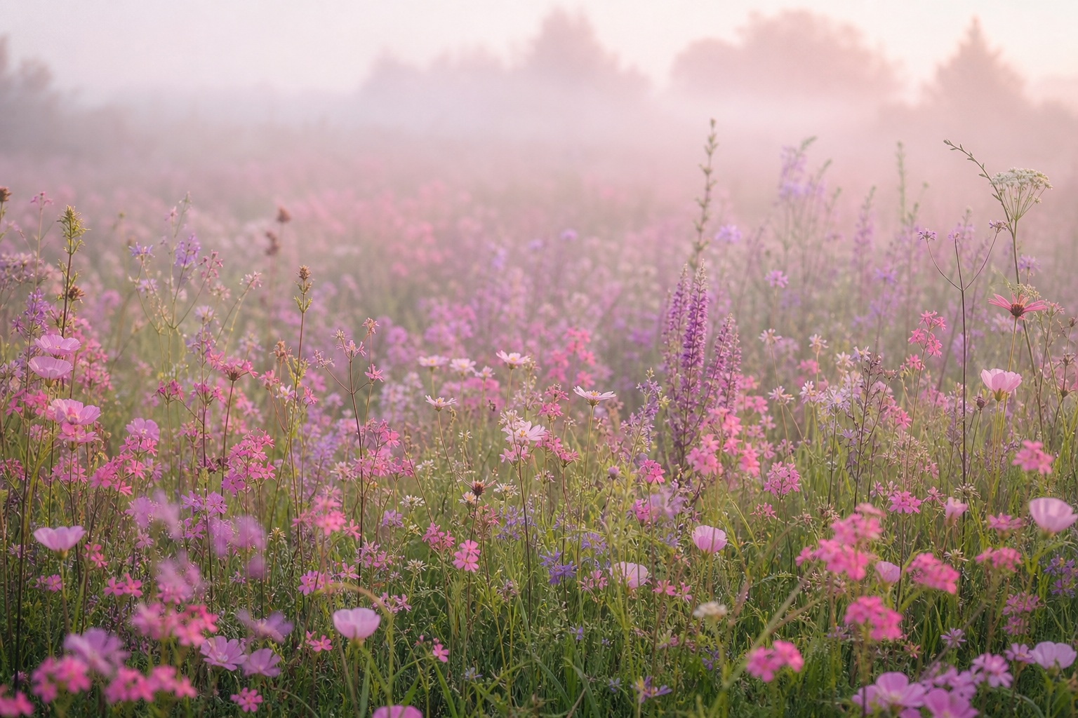 Preview for Pink Meadow Haze Floral Background