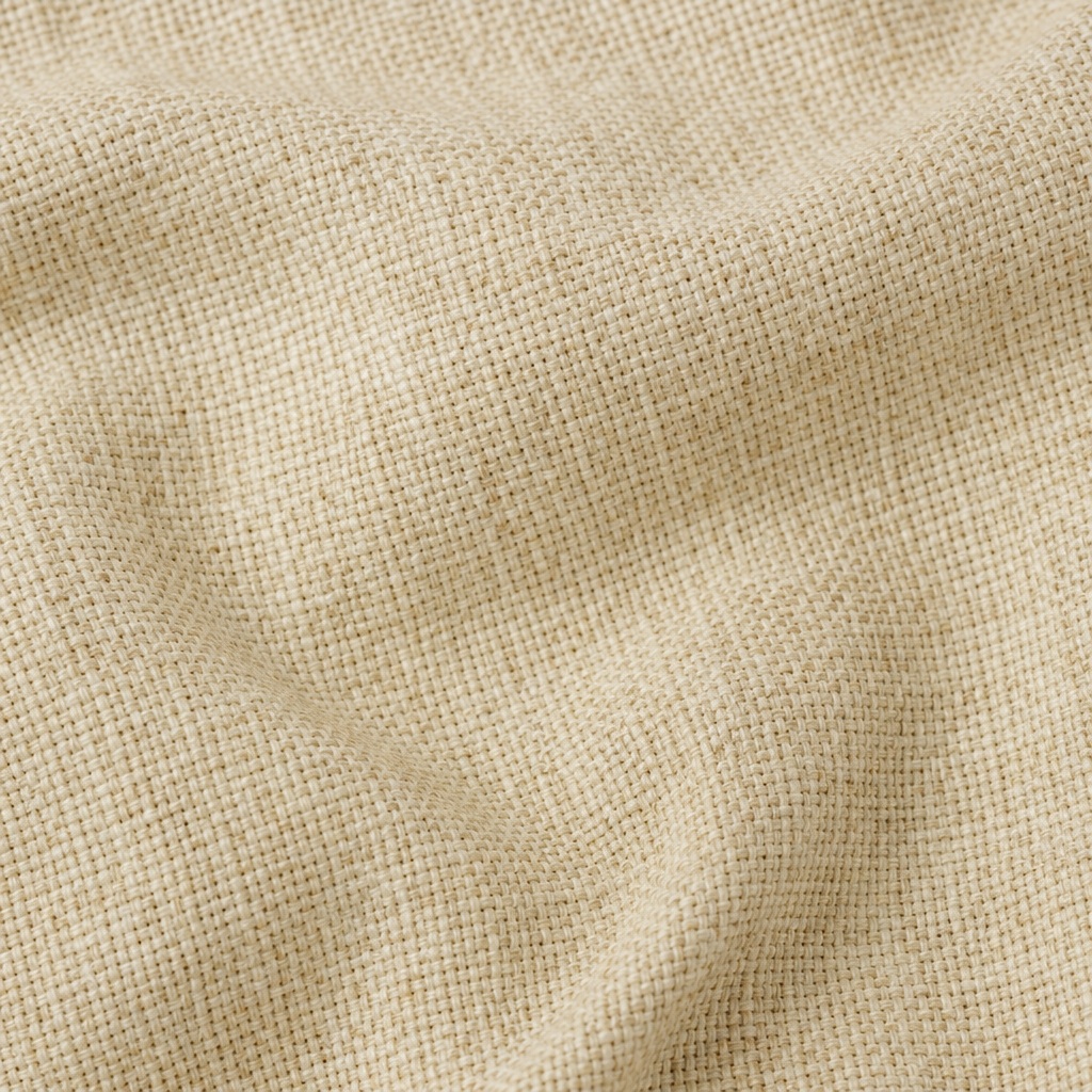 Beige linen fabric texture with a subtle woven crosshatch pattern