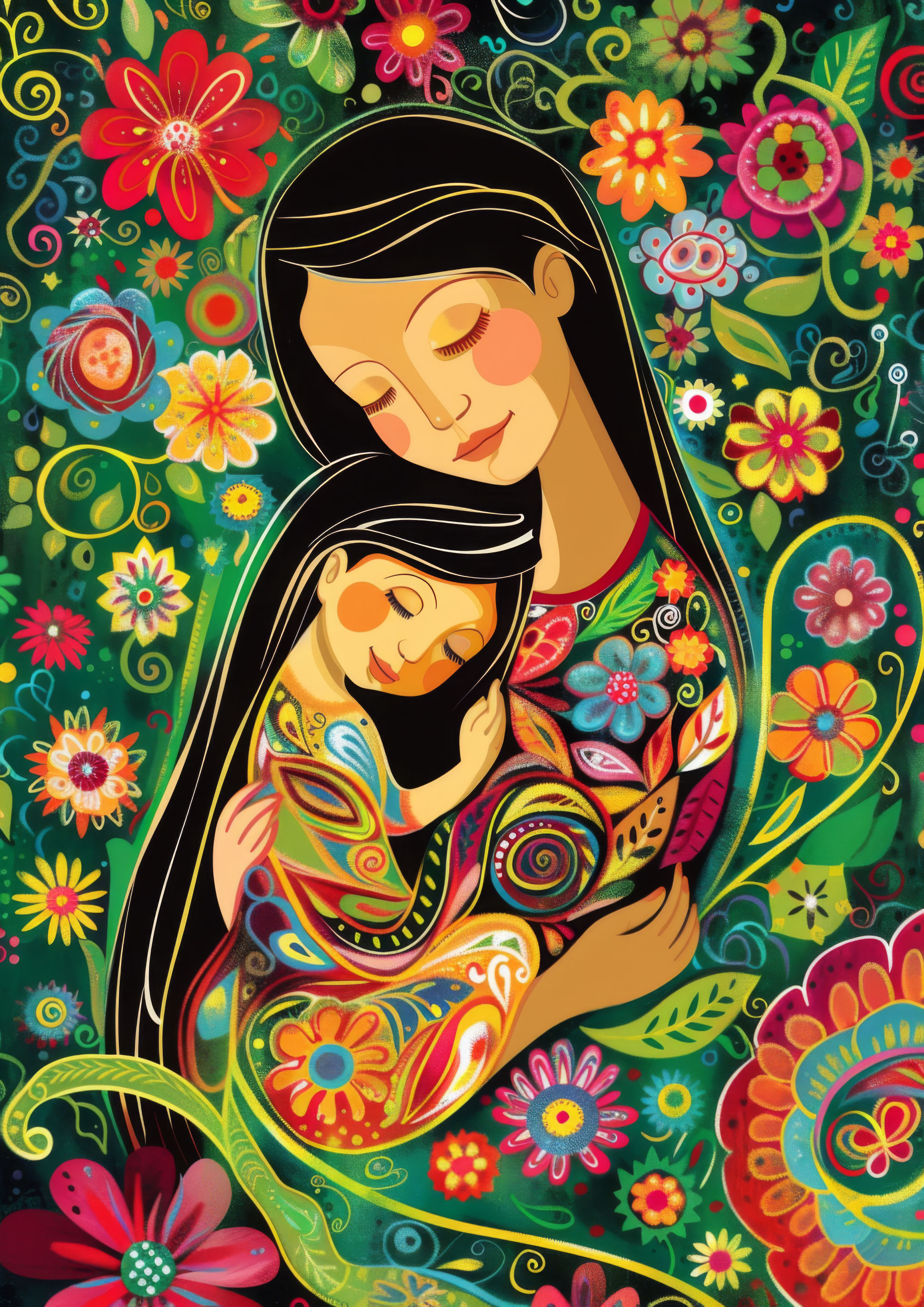 Preview for Mother-child-floral-illustration-mothers-day-background-87e1f