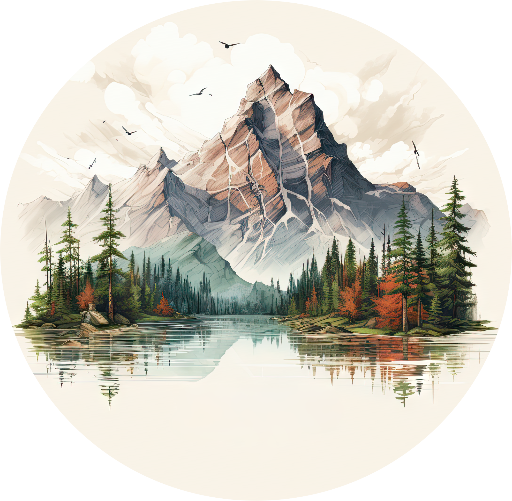 Preview for Serene-mountain-lake-landscape-logo-mountain-sticker-f2311