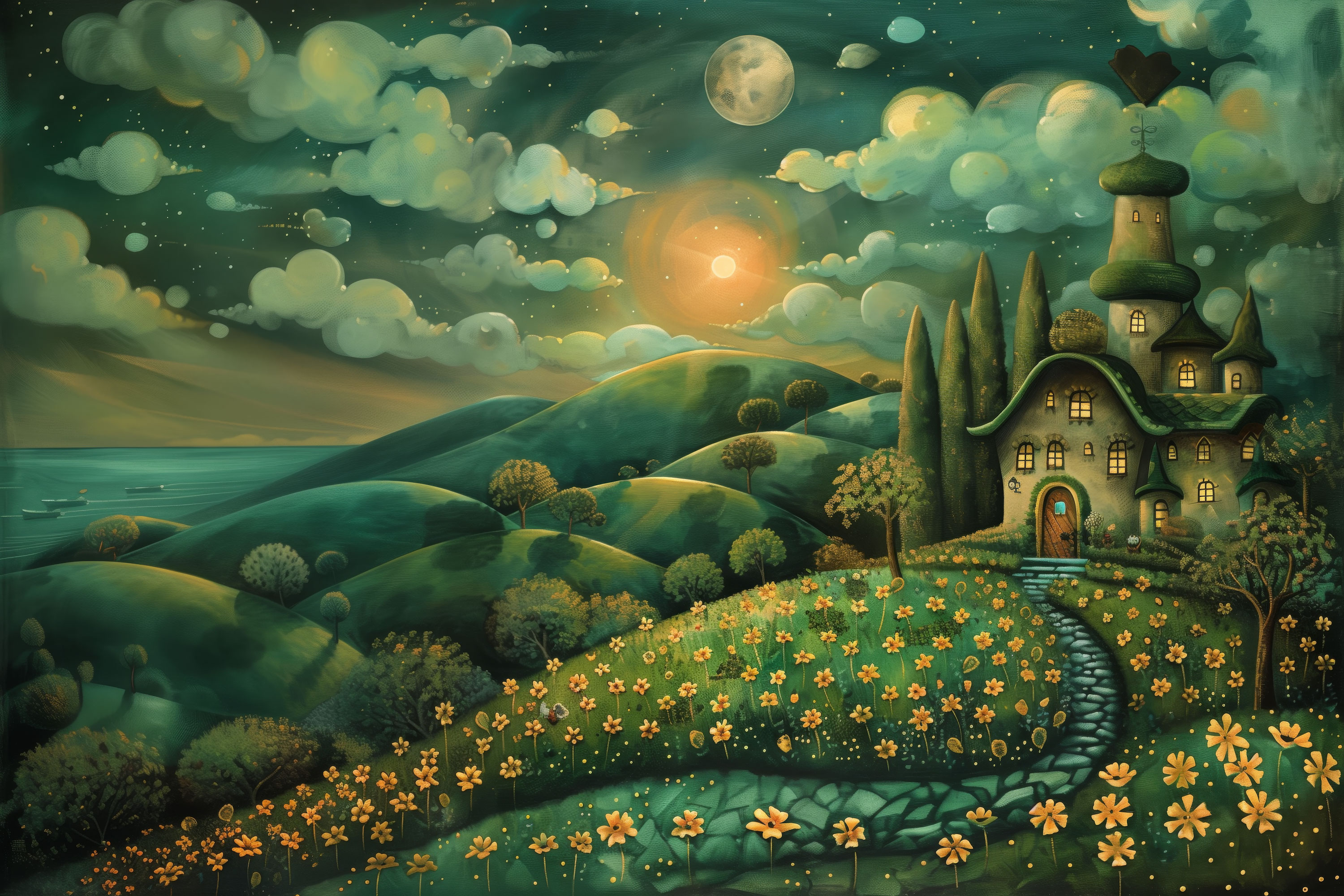 Preview for Whimsical-night-landscape-castle-st-patricks-background-dbd64