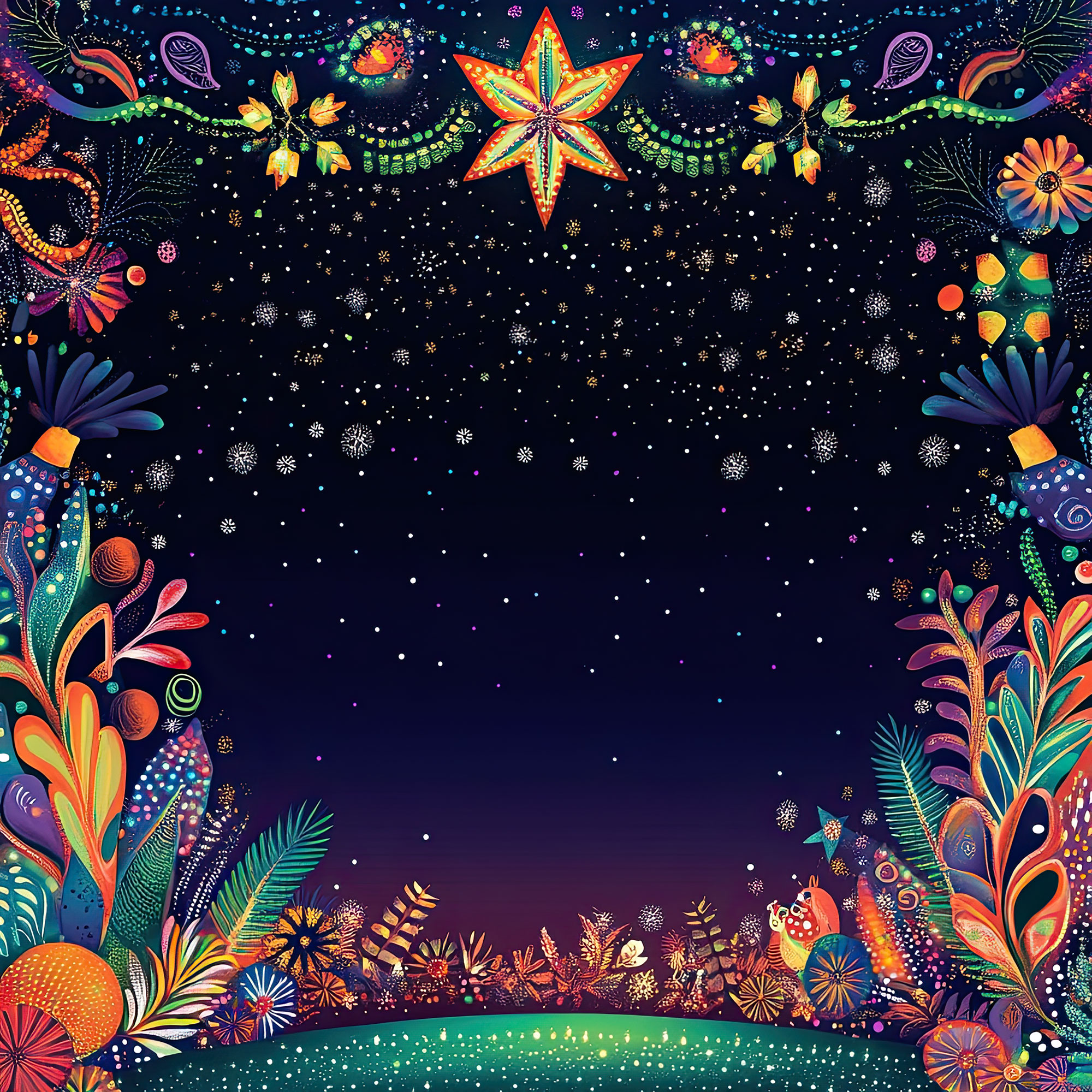Preview for Floral-frame-starry-night-christmas-backdrop-background-4916b