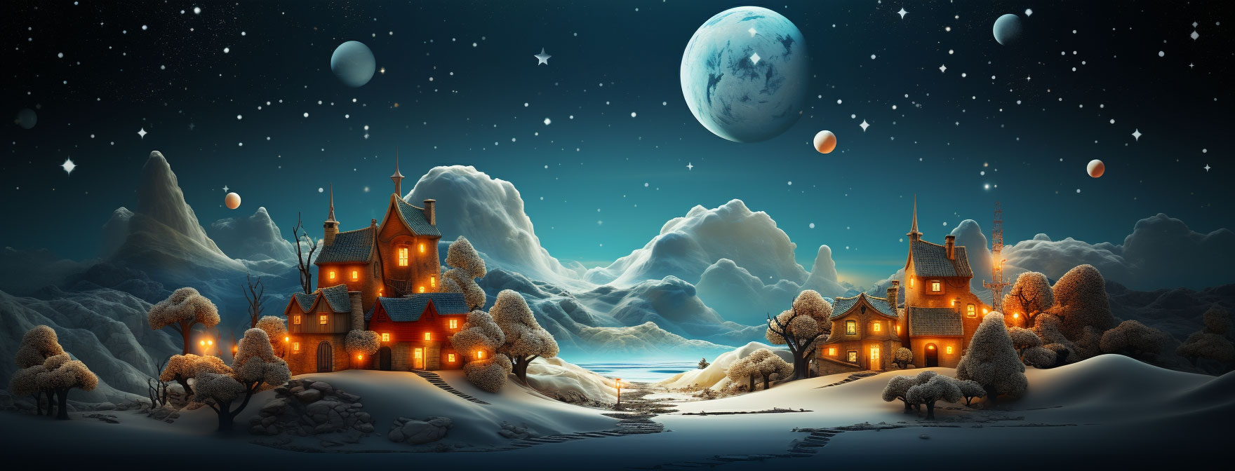 Preview for Winter-night-landscape-christmas-cover-background-95285