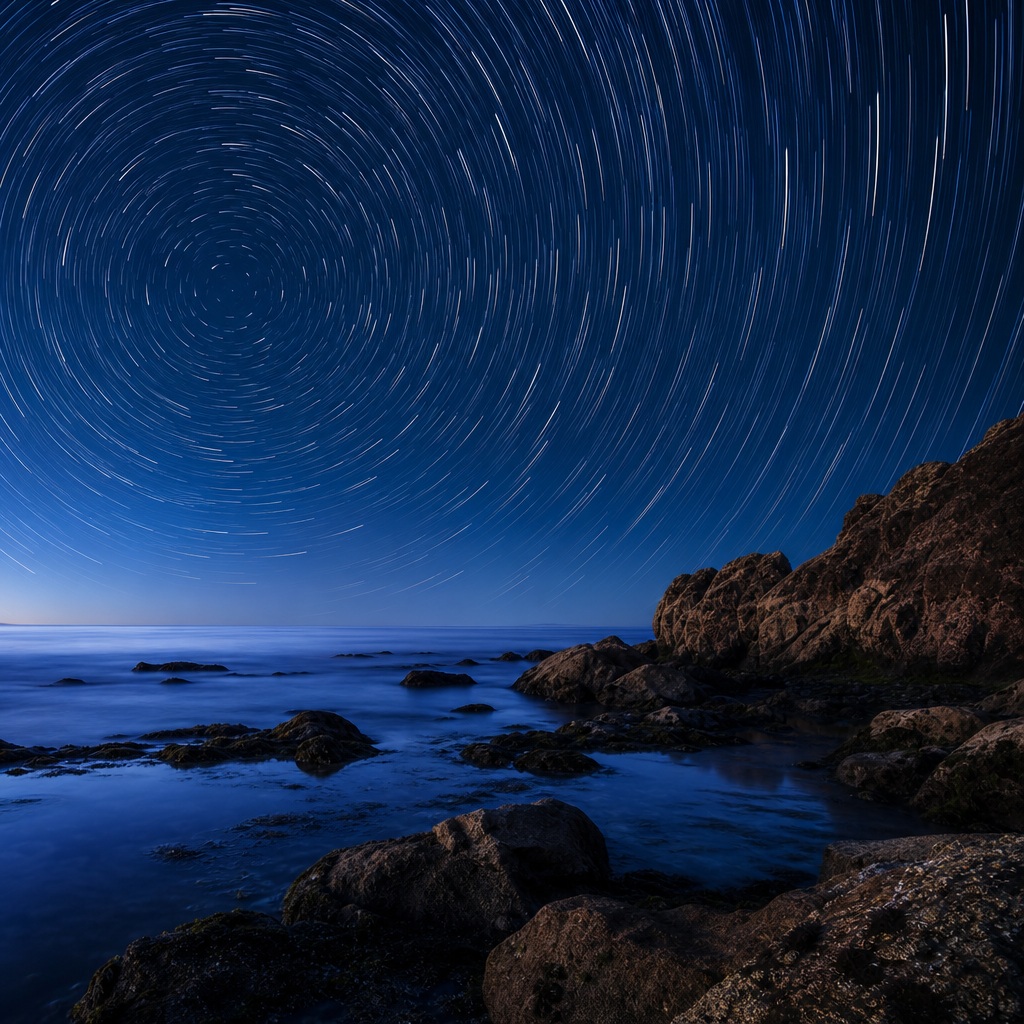 Preview for Star Trails Coastal Night Sky Background