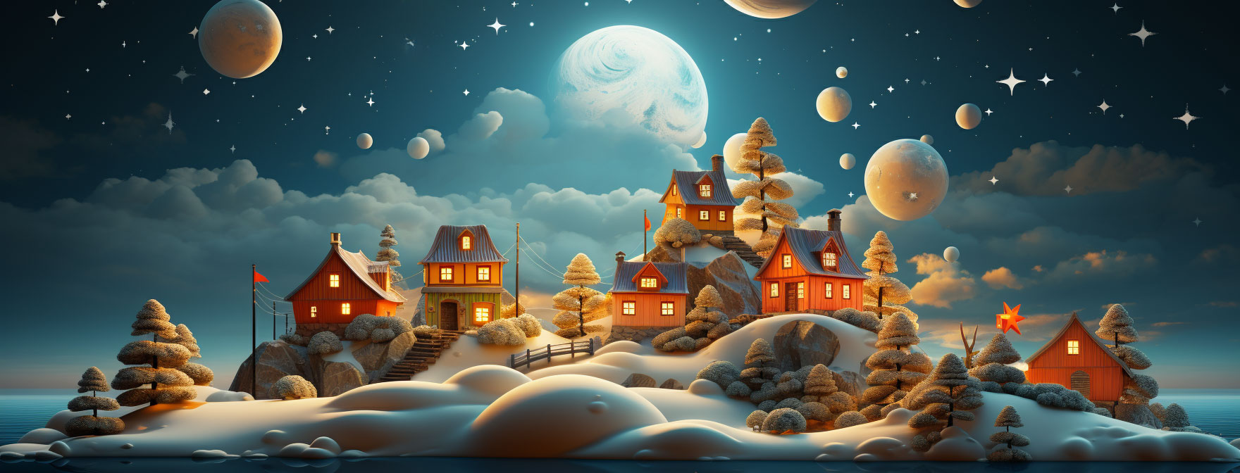 Preview for Winter-village-under-full-moon-christmas-cover-background-a7342