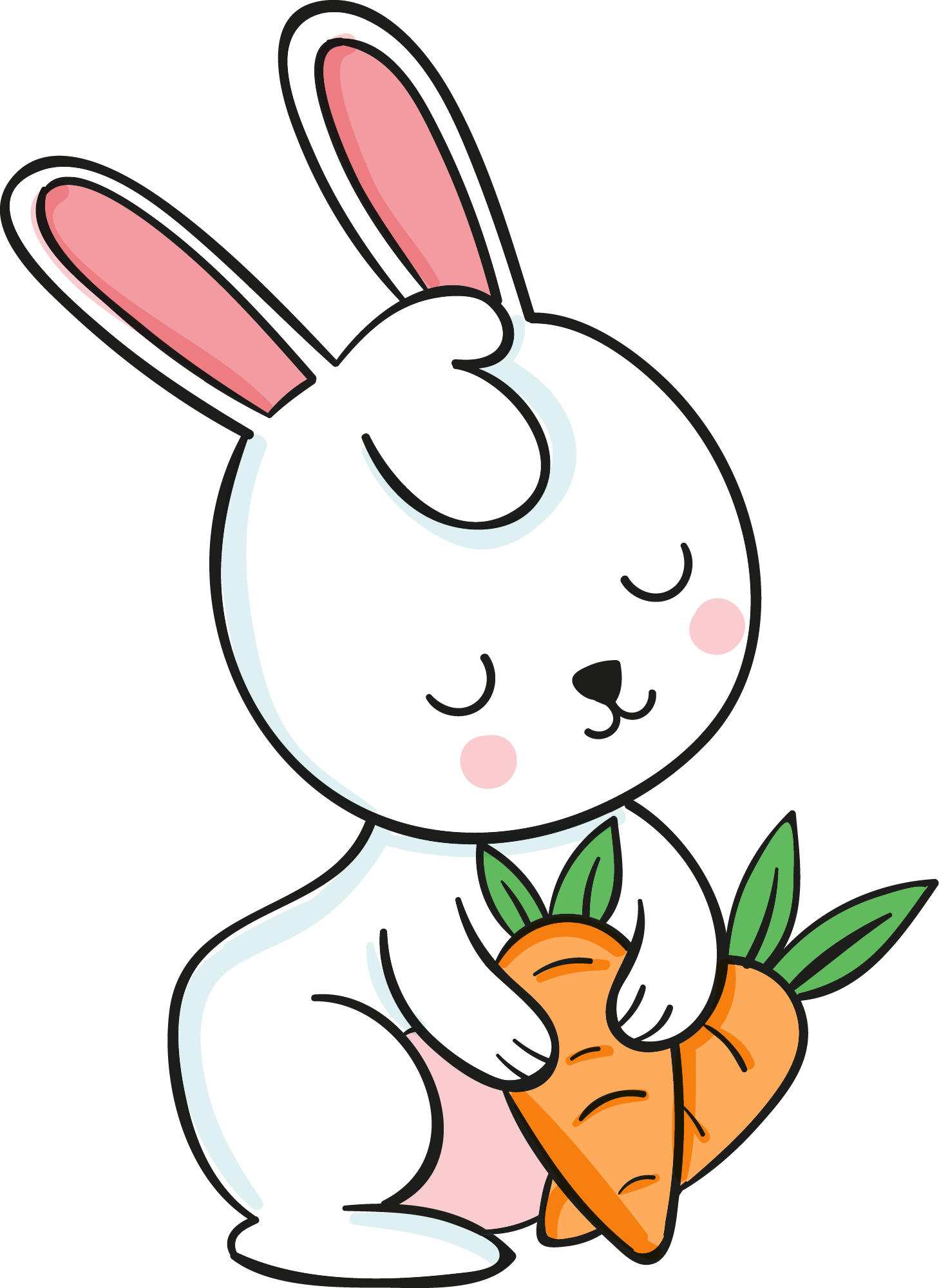 Preview for Cartoon-bunny-with-carrots-easter-sticker-75370