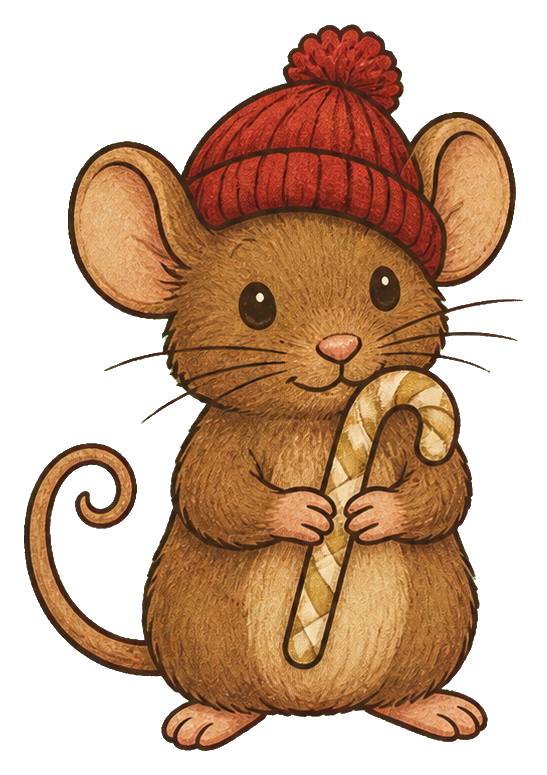 Preview for Warm Brown Christmas Mouse Sticker