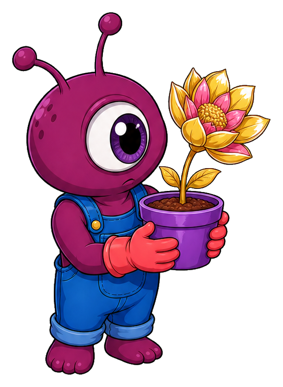 Preview for Anime Alien Sticker With Potted Flower