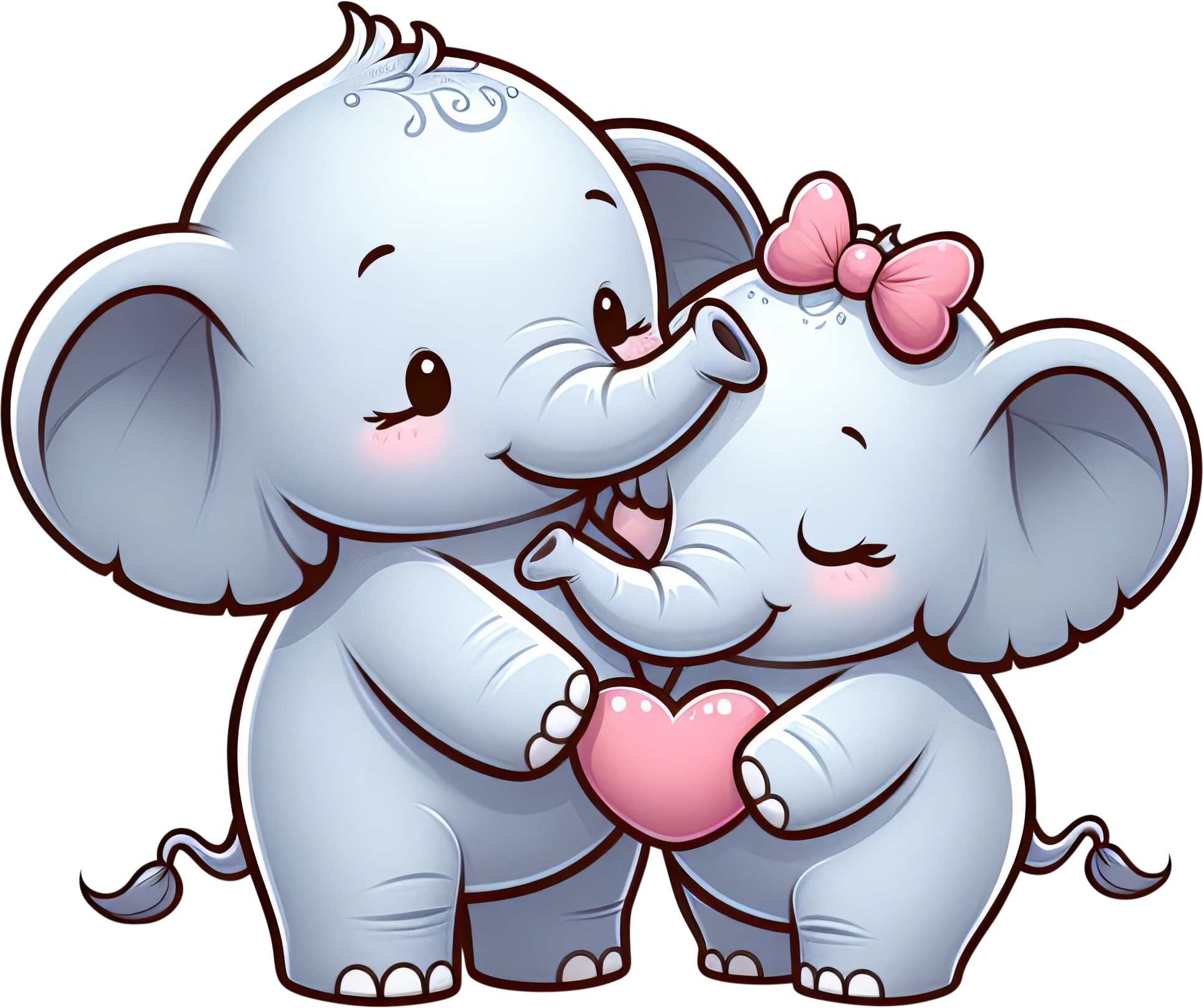 Preview for Cartoon-elephants-embracing-love-characters-sticker-12d6f