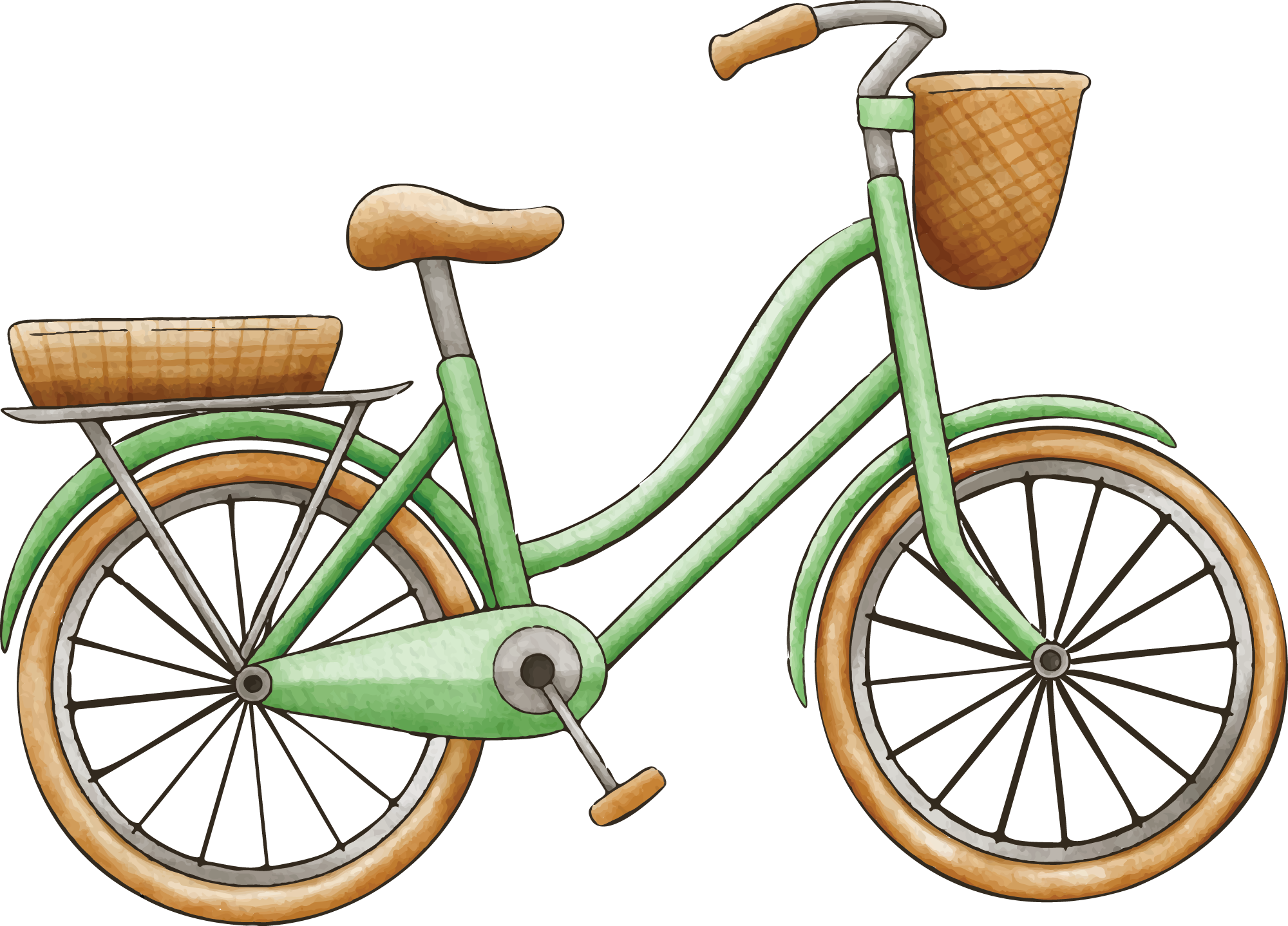 Preview for Vintage-green-bicycle-summer-watercolor-sticker-1300d
