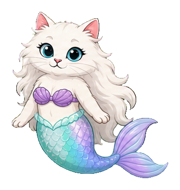 Preview for White Cat Mermaid Sticker