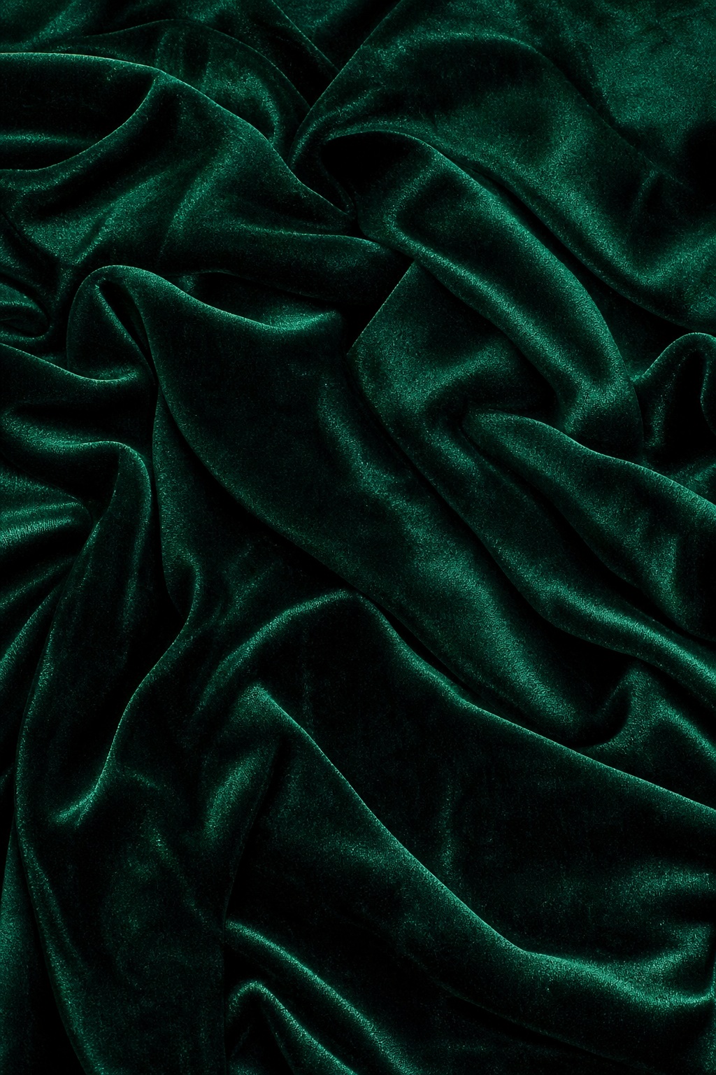 Dark emerald velvet fabric with soft folds and glossy texture