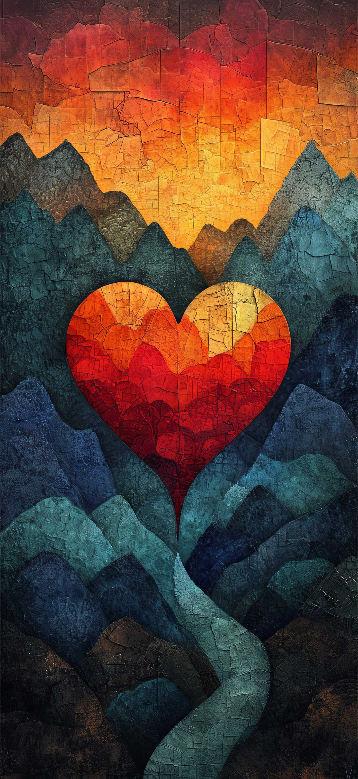 Preview for Heart-of-the-mountains-mosaic-heart-phone-background-76bf8