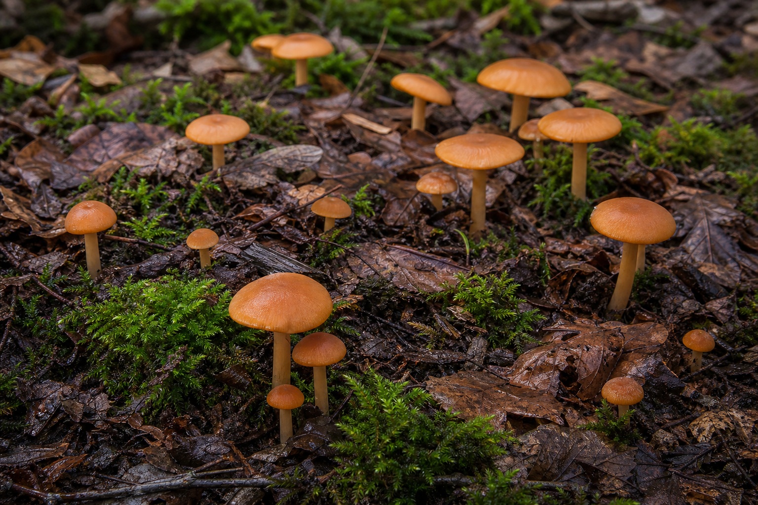 Preview for Orange Woodland Mushrooms Stock Background