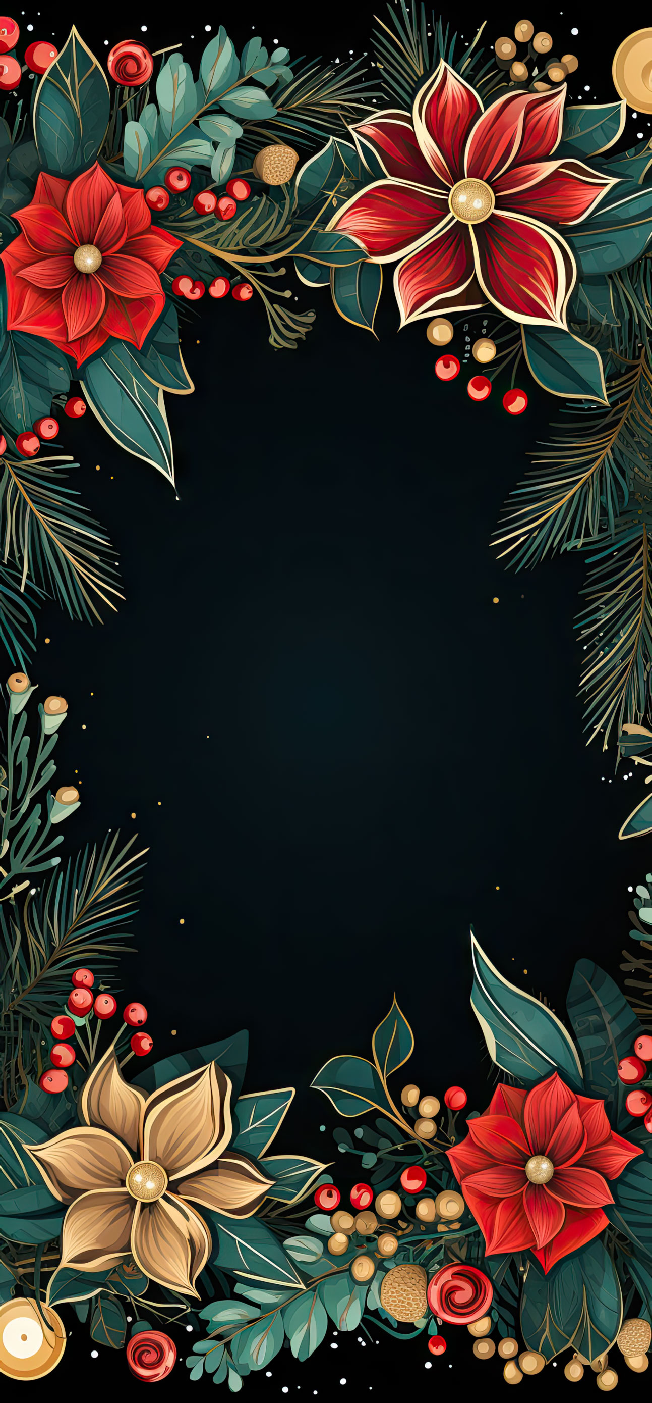 Preview for Christmas-floral-frame-template-christmas-phone-background-77988