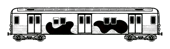 Abstract subway car sticker with bold graphic lettering and a dark urban style