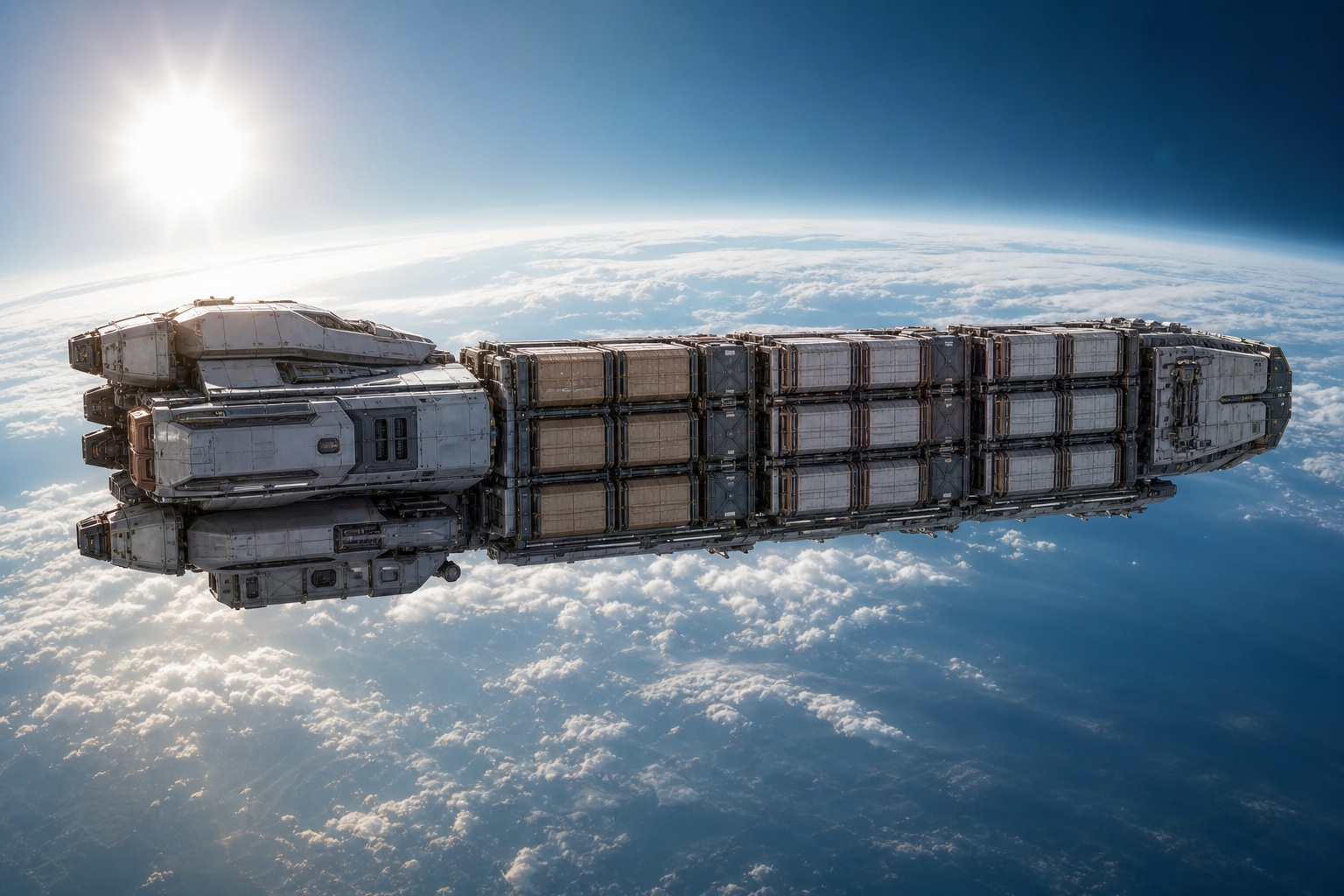 Preview for Cargo Freighter In Space Background