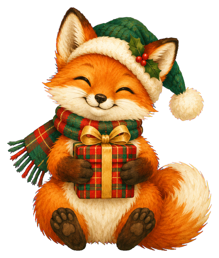 Preview for Christmas Fox With Tartan Present