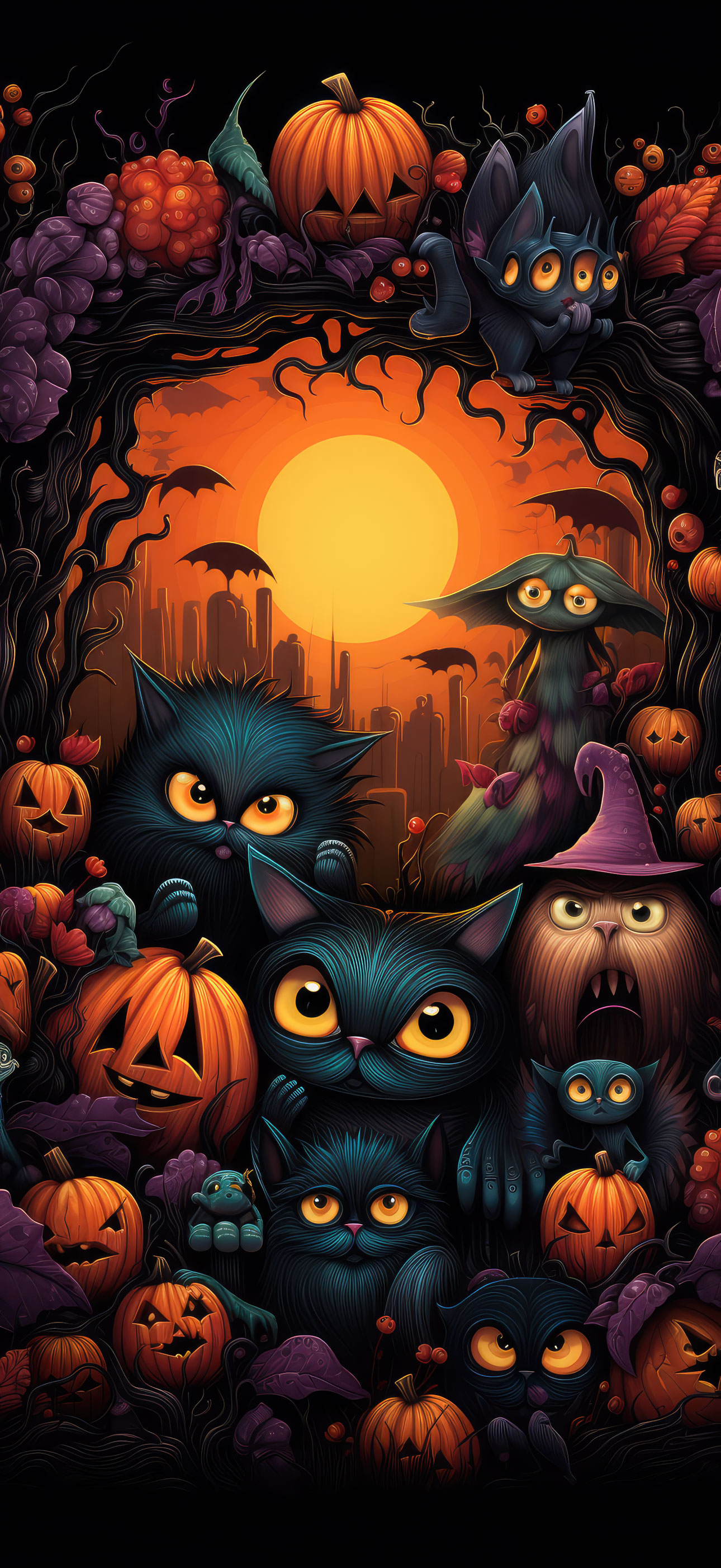 Preview for Halloween-black-cats-illustration-halloween-phone-background-745c5