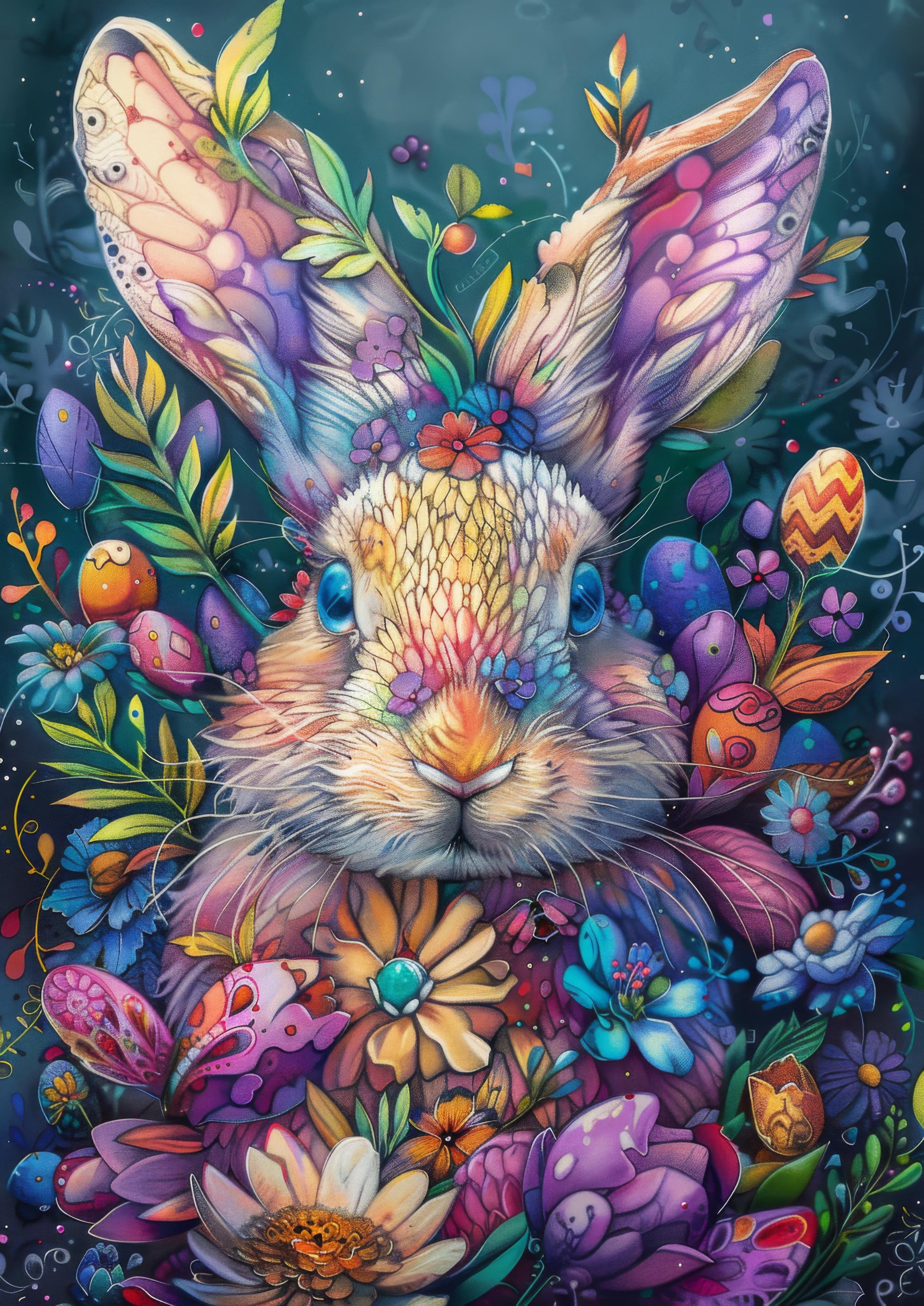 Preview for Floral-easter-bunny-illustration-background-dfbc1