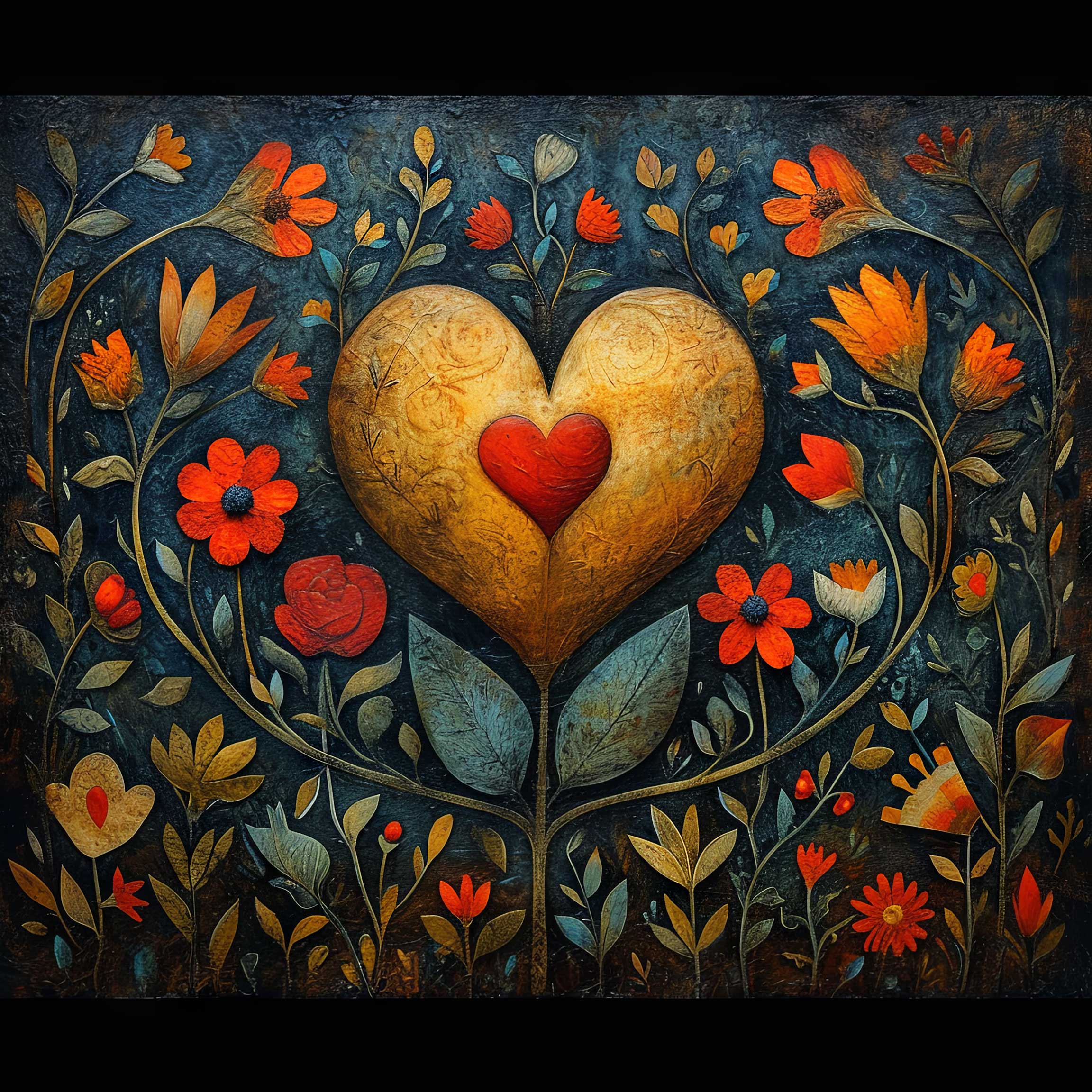 Preview for Floral-heart-art-template-love-background-76424