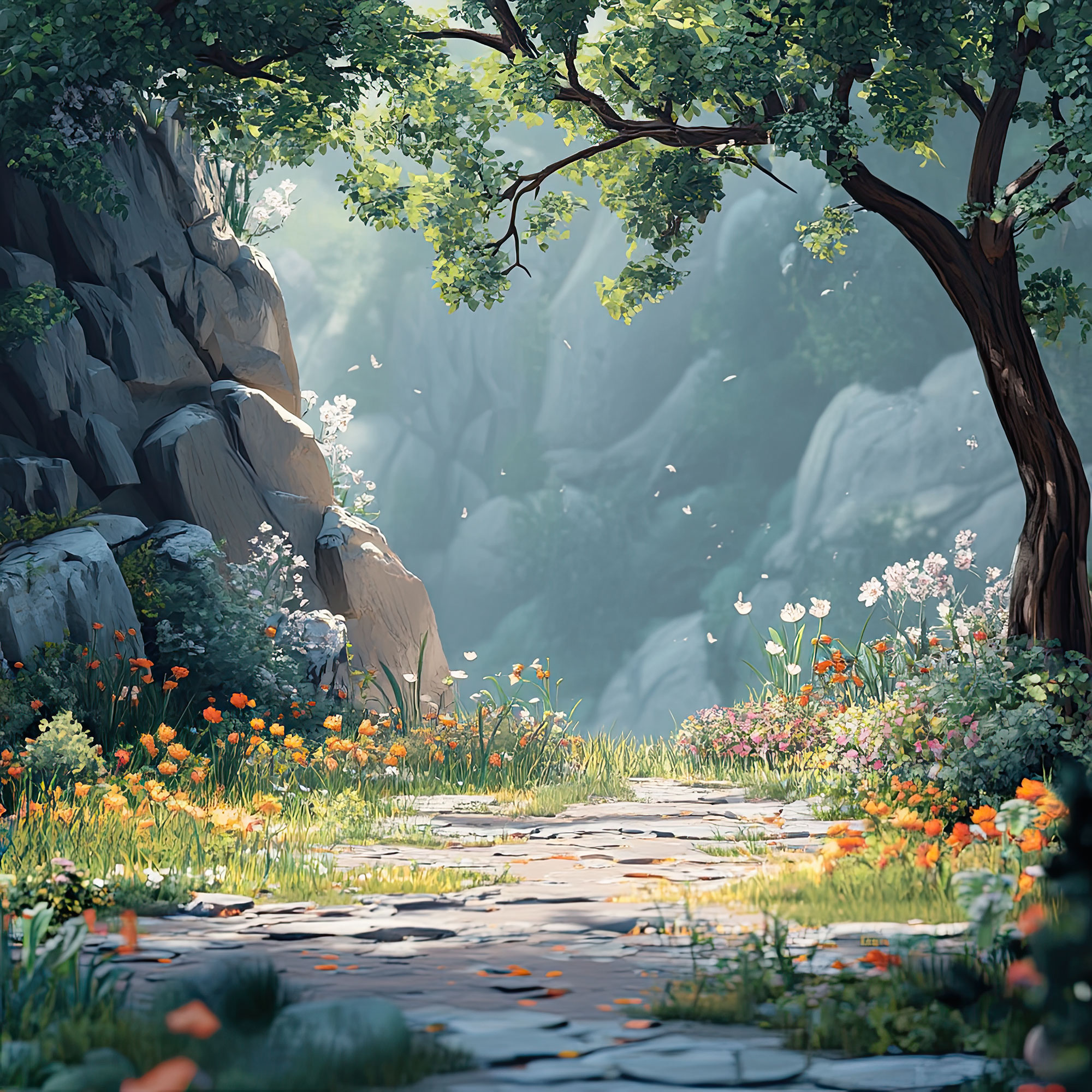 Preview for Serene-mountain-pathway-nature-backdrop-background-b7267