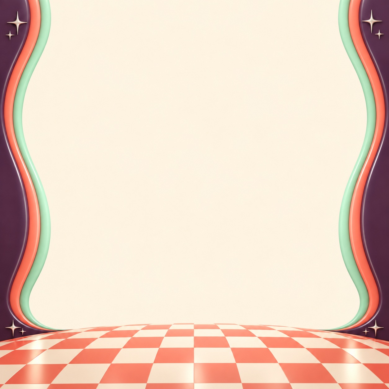 Preview for Square Retro Disco Frame With Mint And Plum Edges