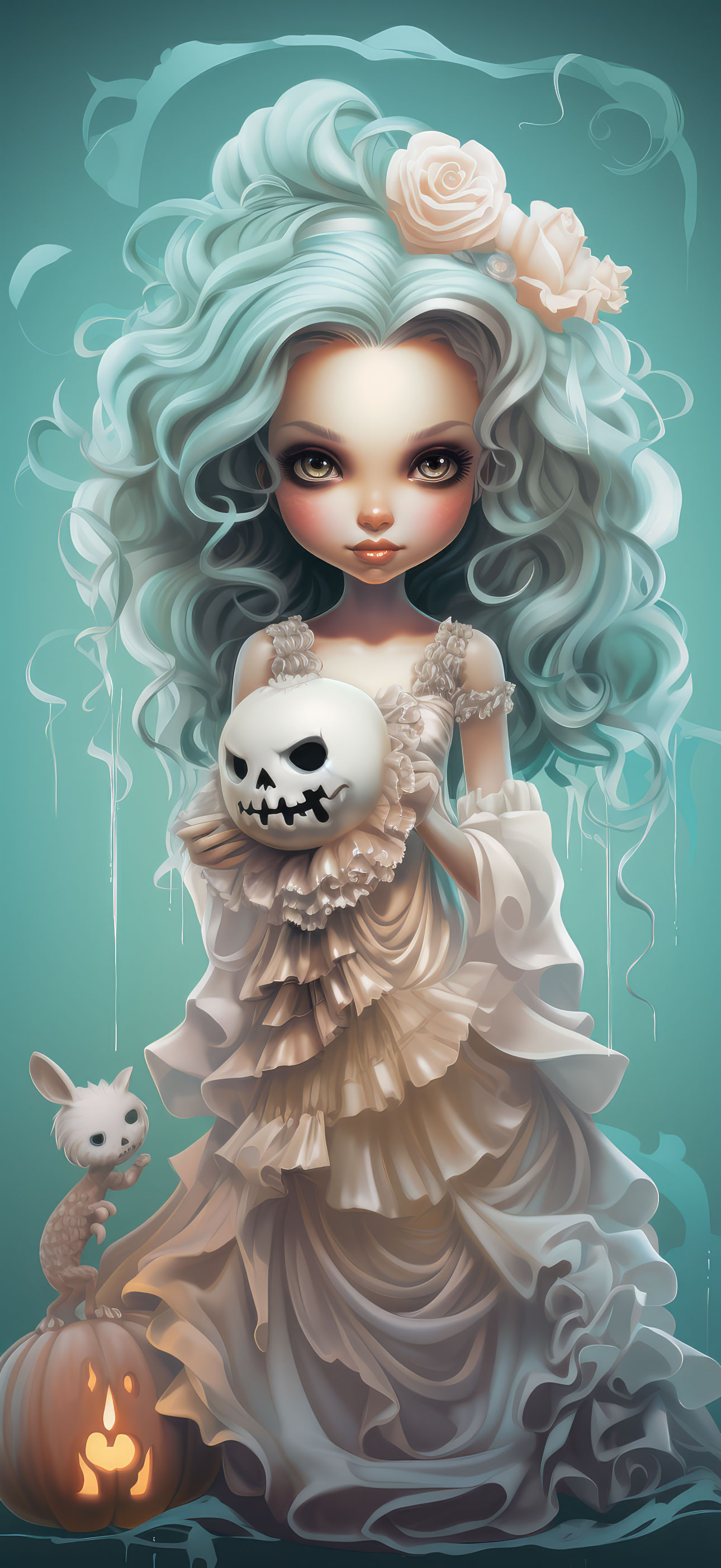 Preview for Halloween-mystical-girl-illustration-halloween-phone-background-17988