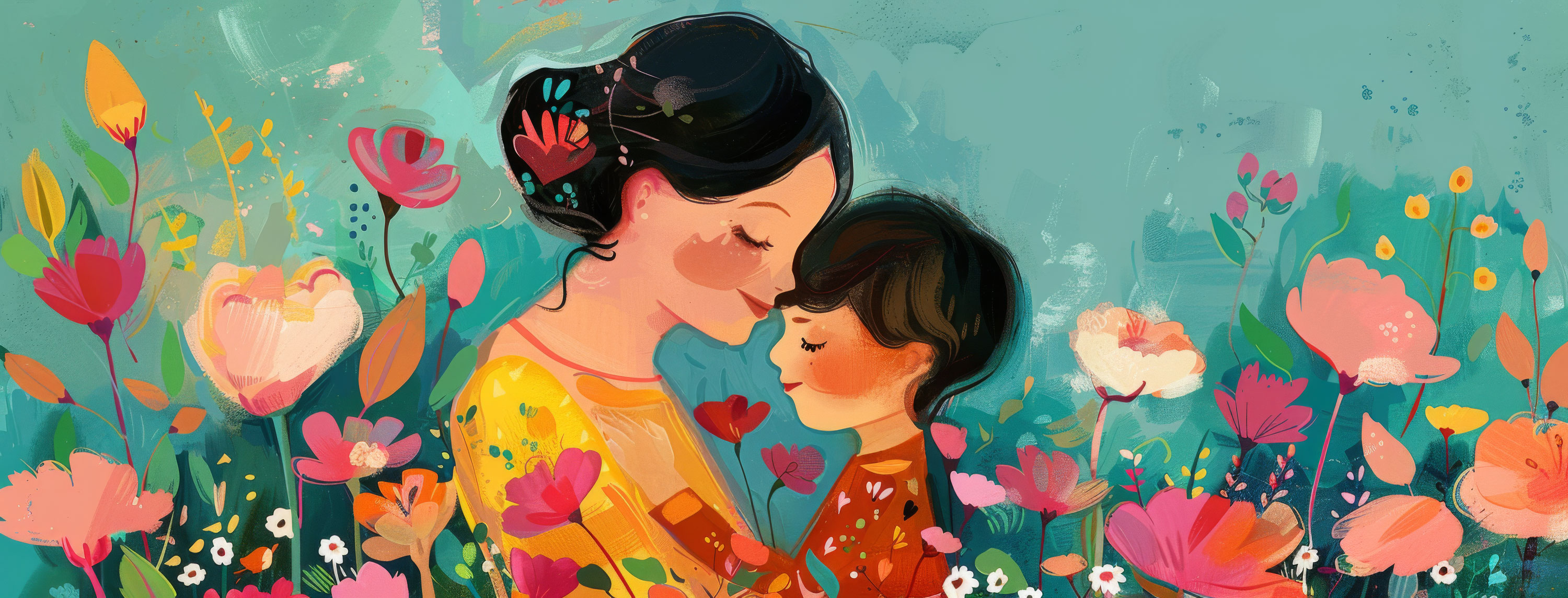 Preview for Mother-child-floral-garden-mothers-day-background-0dbc6