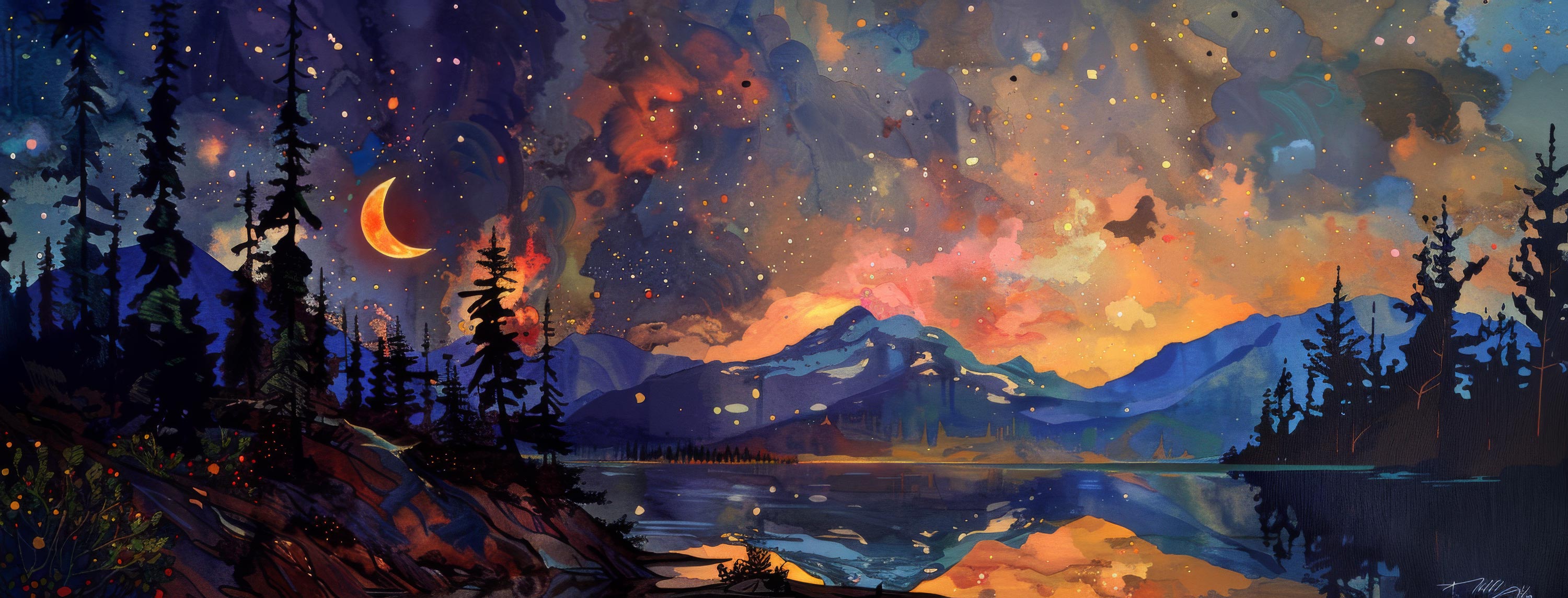 Preview for Serene-night-landscape-painting-astrophotography-cover-backgroun-2ff12