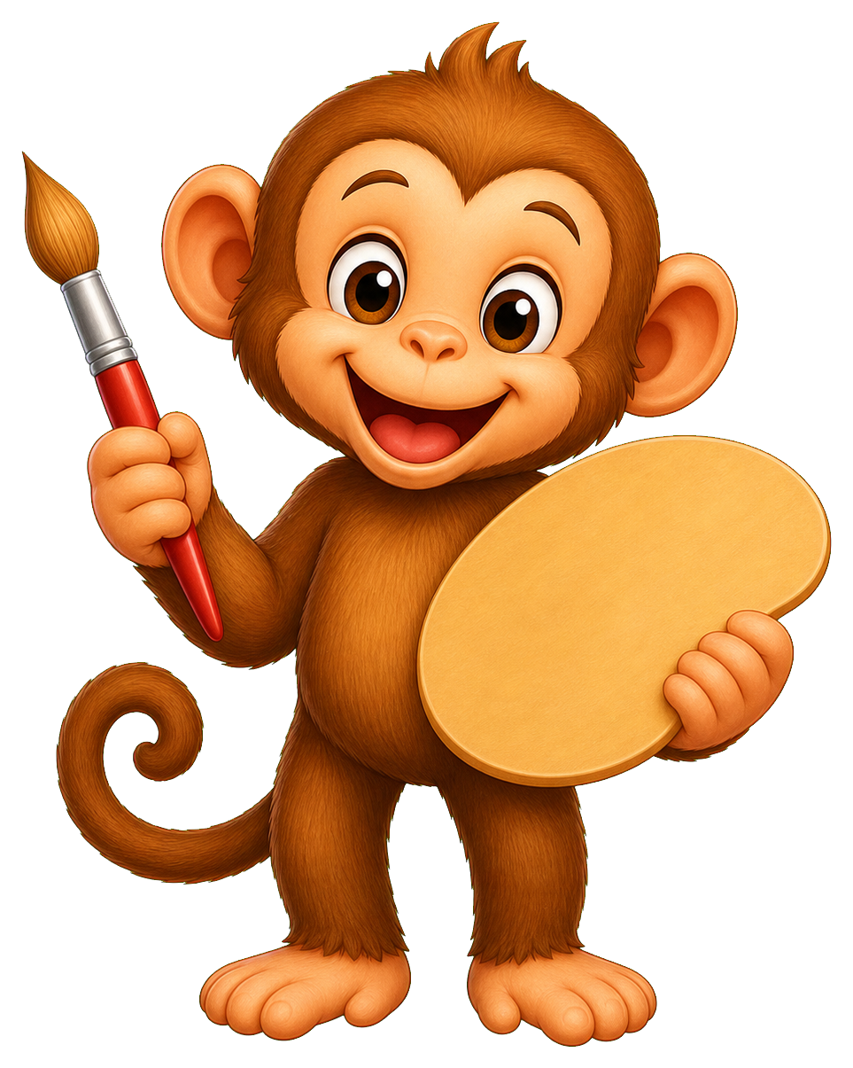Preview for Monkey Artist Sticker Graphic For Creative Designs