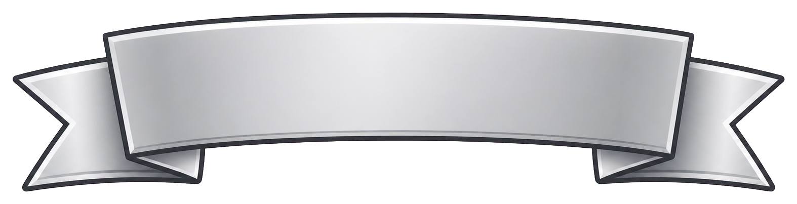 Silver gray blank ribbon label with pointed ends and a folded banner shape