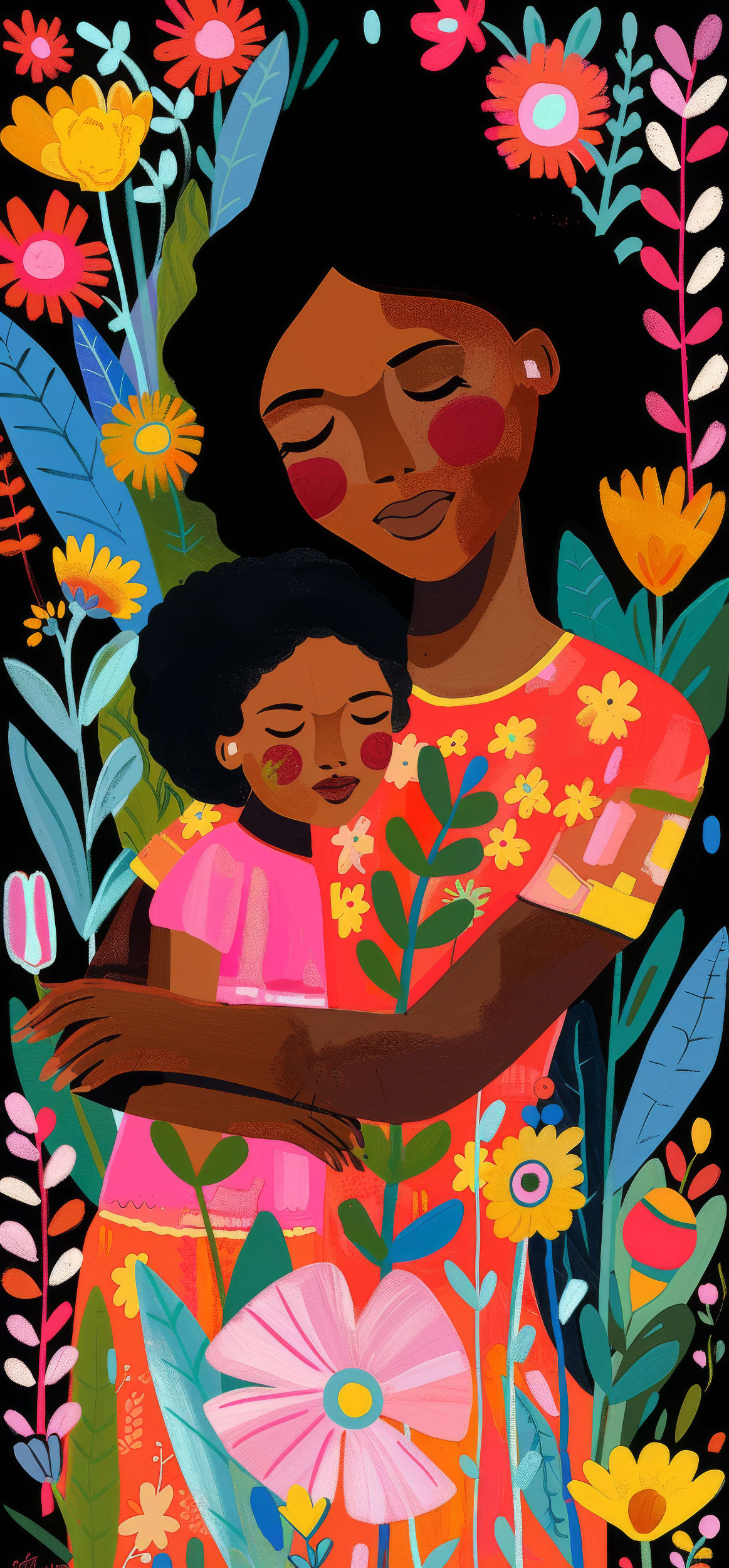 Preview for Mother-child-floral-embrace-mothers-day-background-ae040