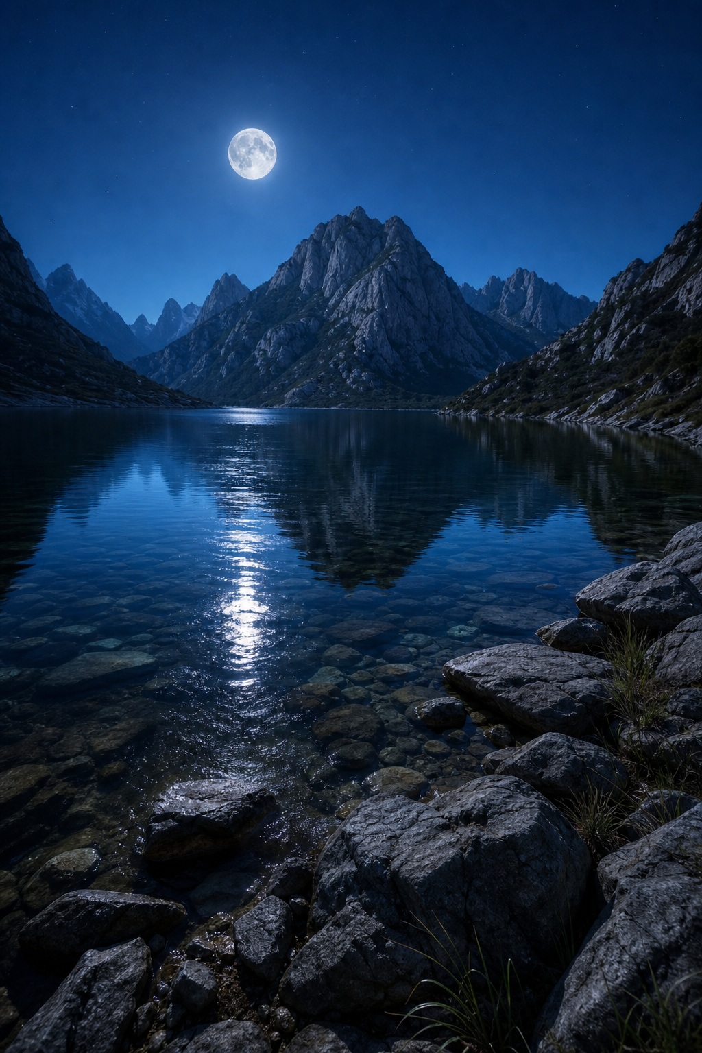 Preview for Moonlit Mountain Lake Stock Background