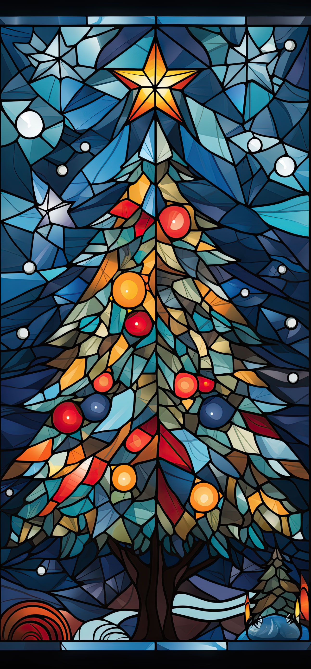 Preview for Stained-glass-christmas-tree-art-christmas-phone-background-e0834