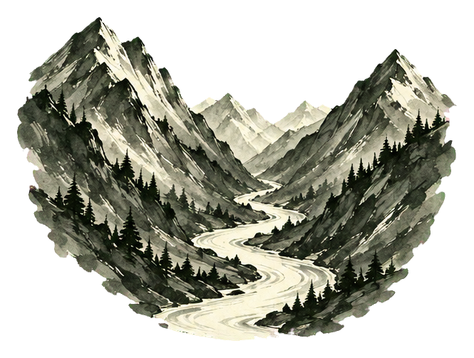 Preview for Ink Wash Mountains River Valley