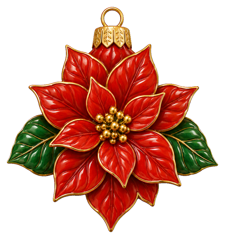 Preview for Poinsettia Bloom Christmas Ornament