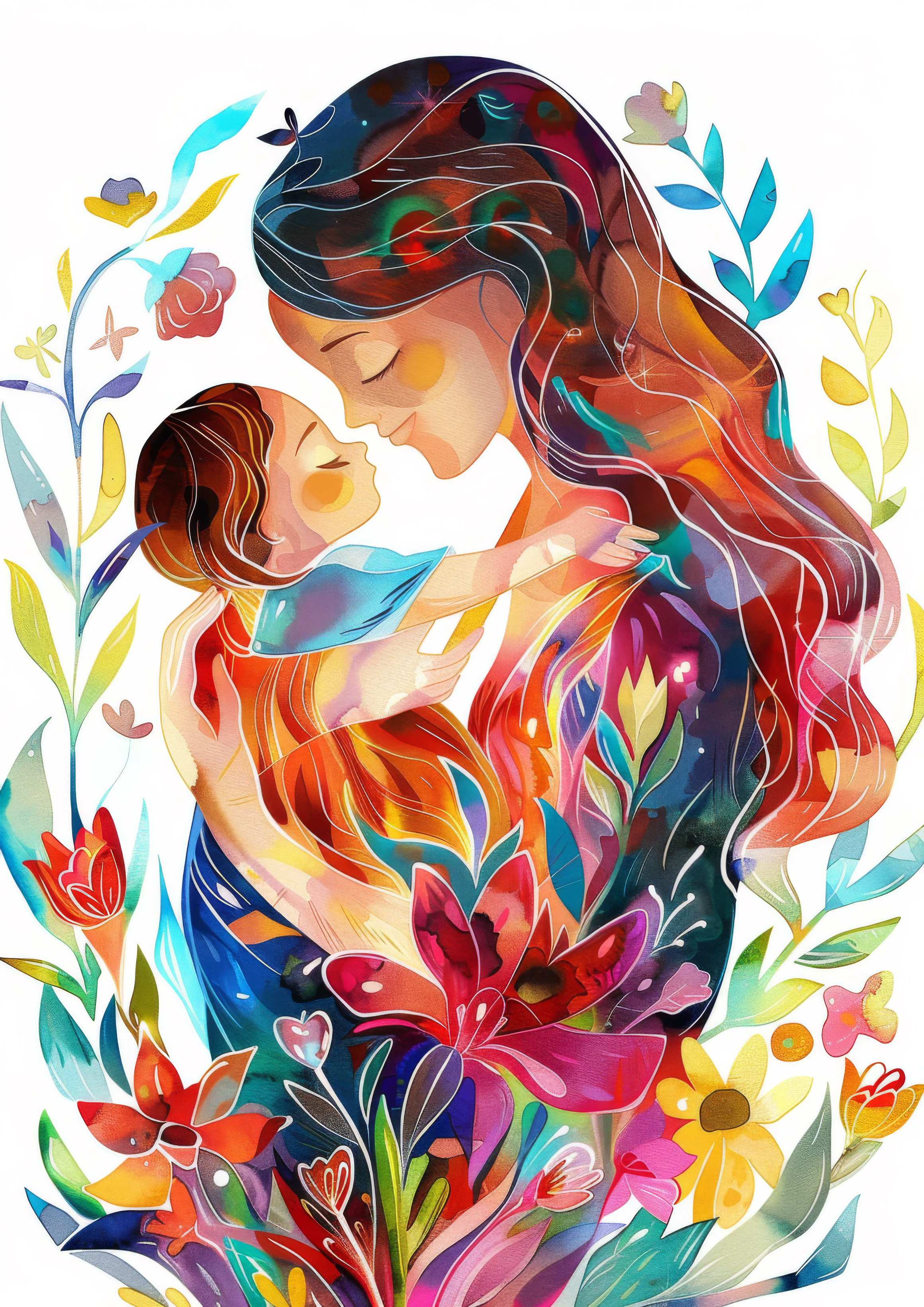 Preview for Mother-child-floral-illustration-mothers-day-background-9394b