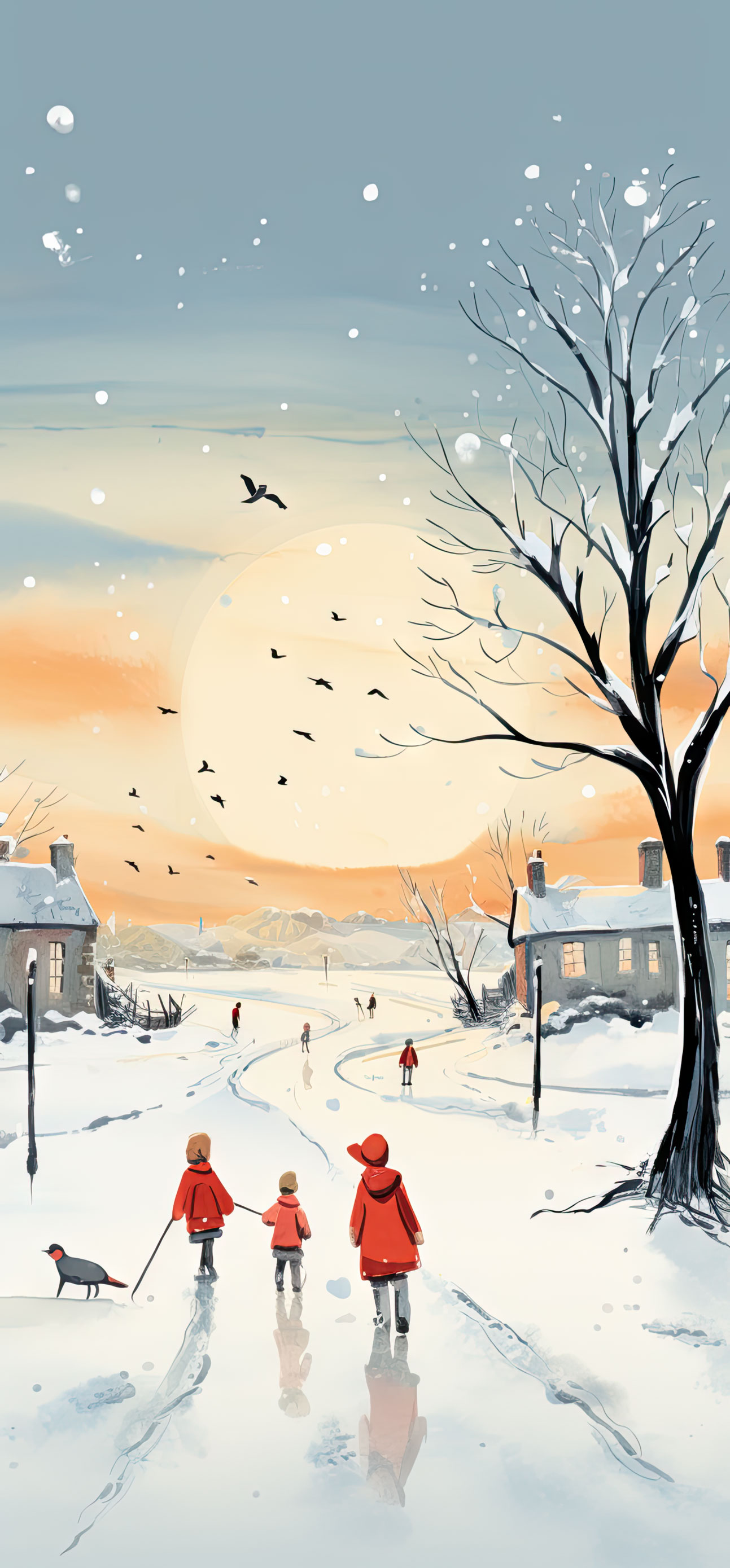 Preview for Family-winter-walk-illustration-christmas-phone-background-ef647