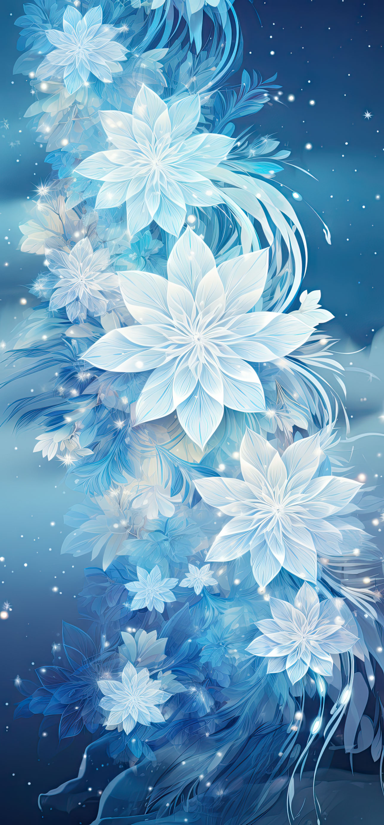 Preview for Blue-floral-winter-background-christmas-phone-0f489