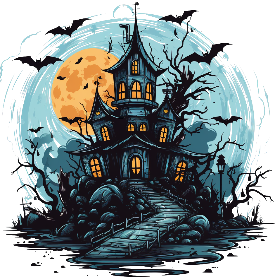 Preview for Haunted-mansion-illustration-haunted-house-sticker-574de