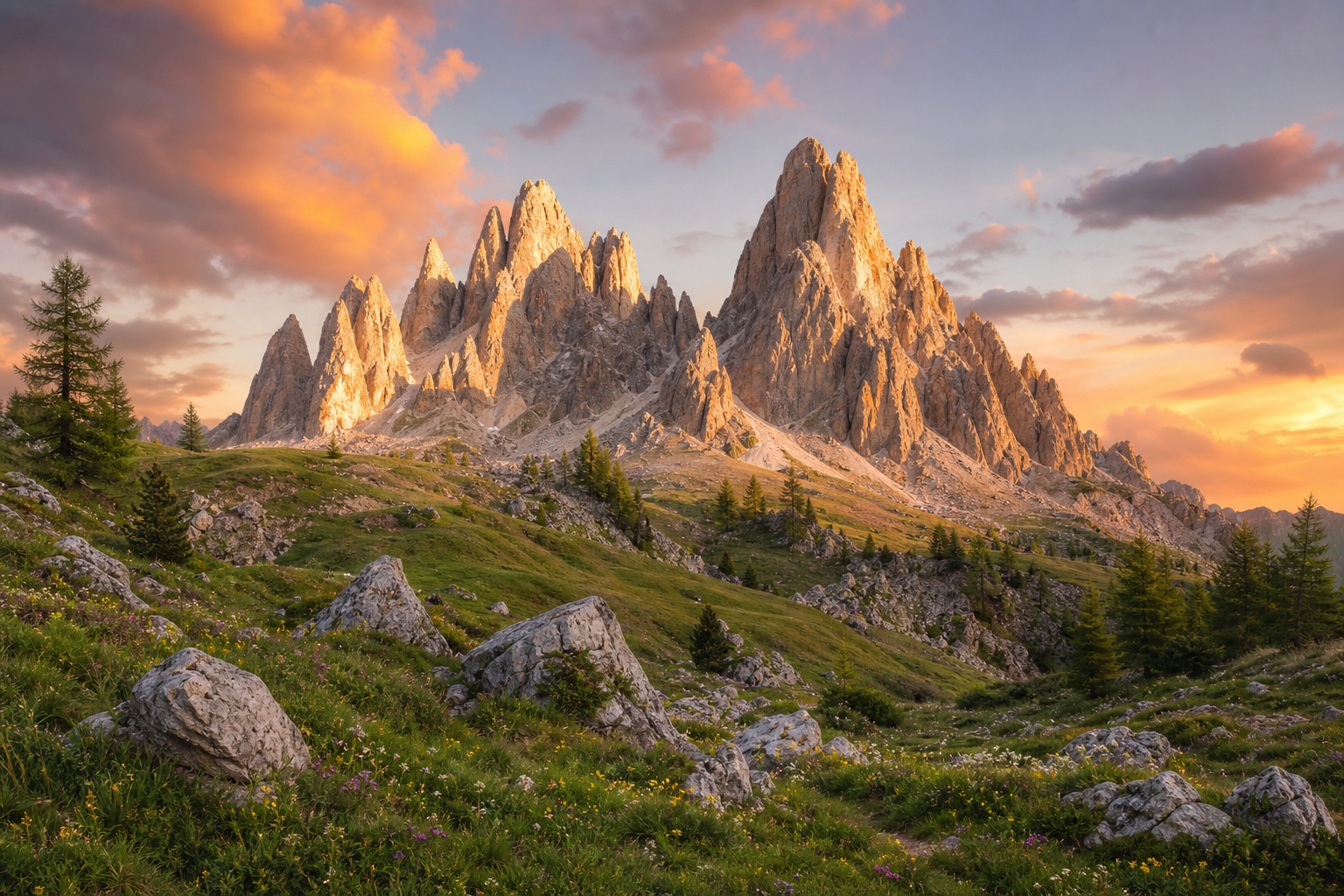 Preview for Alpine Sunset Mountains Stock Background