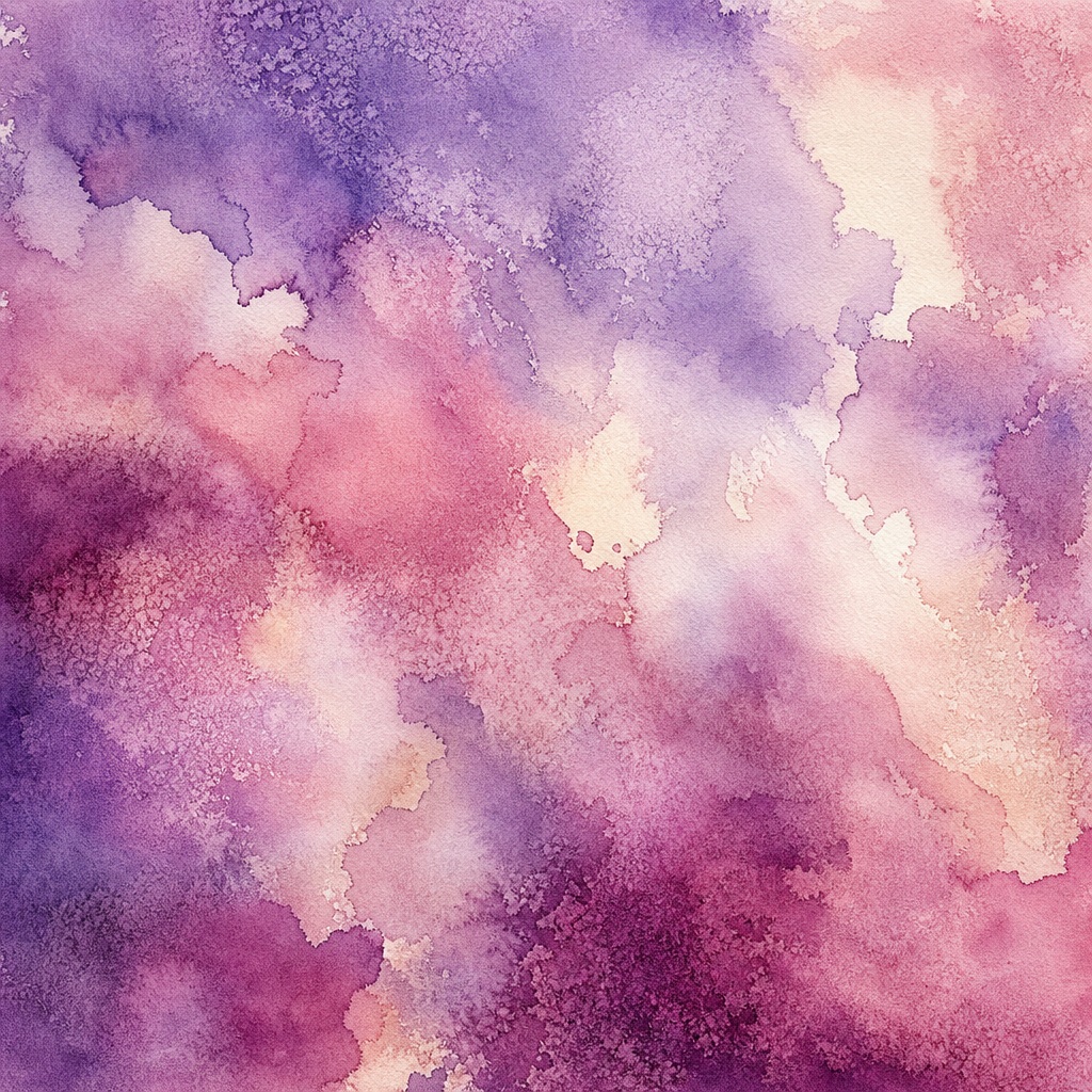Abstract lavender, pink, and rose watercolor wash with soft granulated texture.