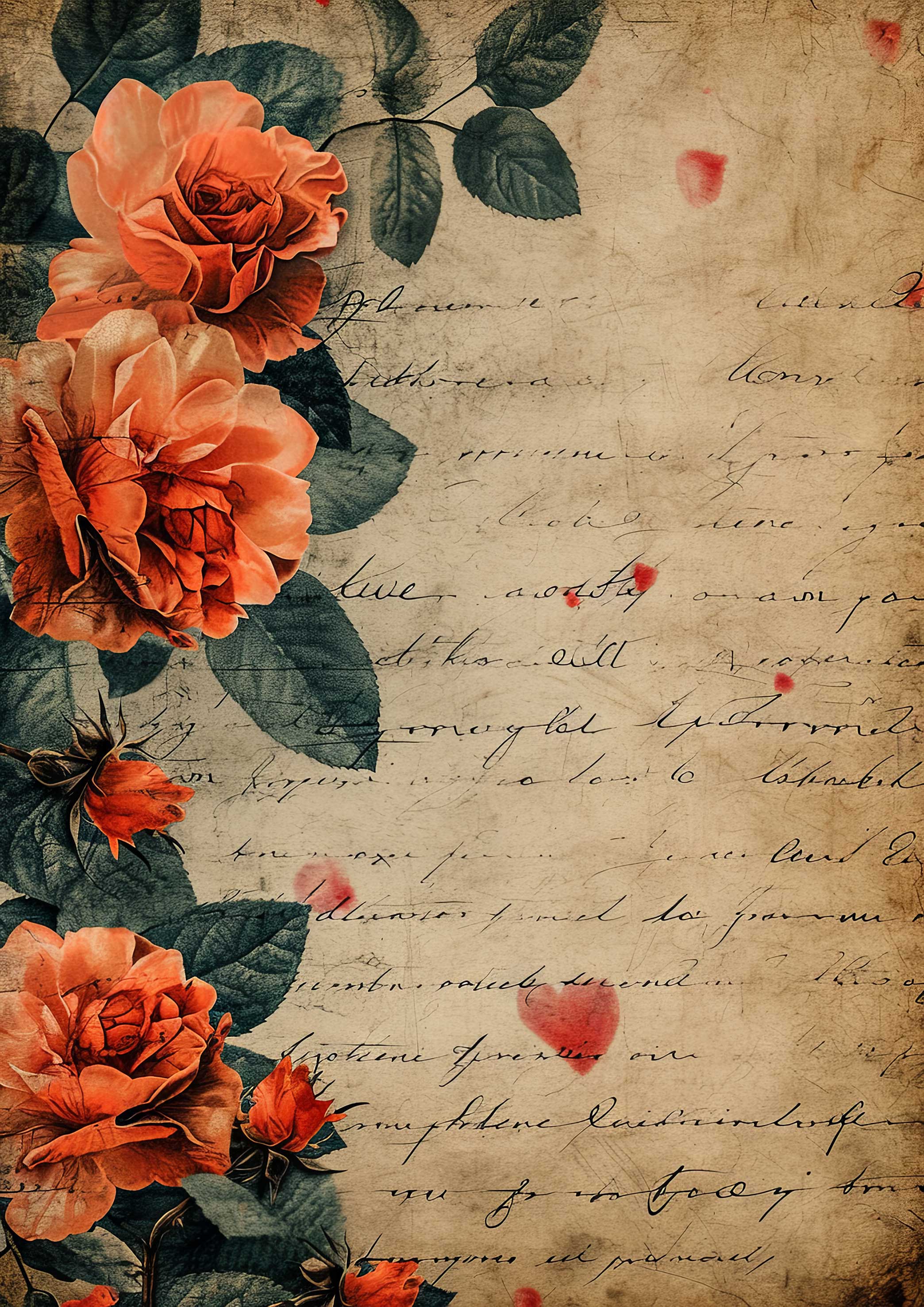 Preview for Vintage-roses-letter-design-love-background-f4c7e