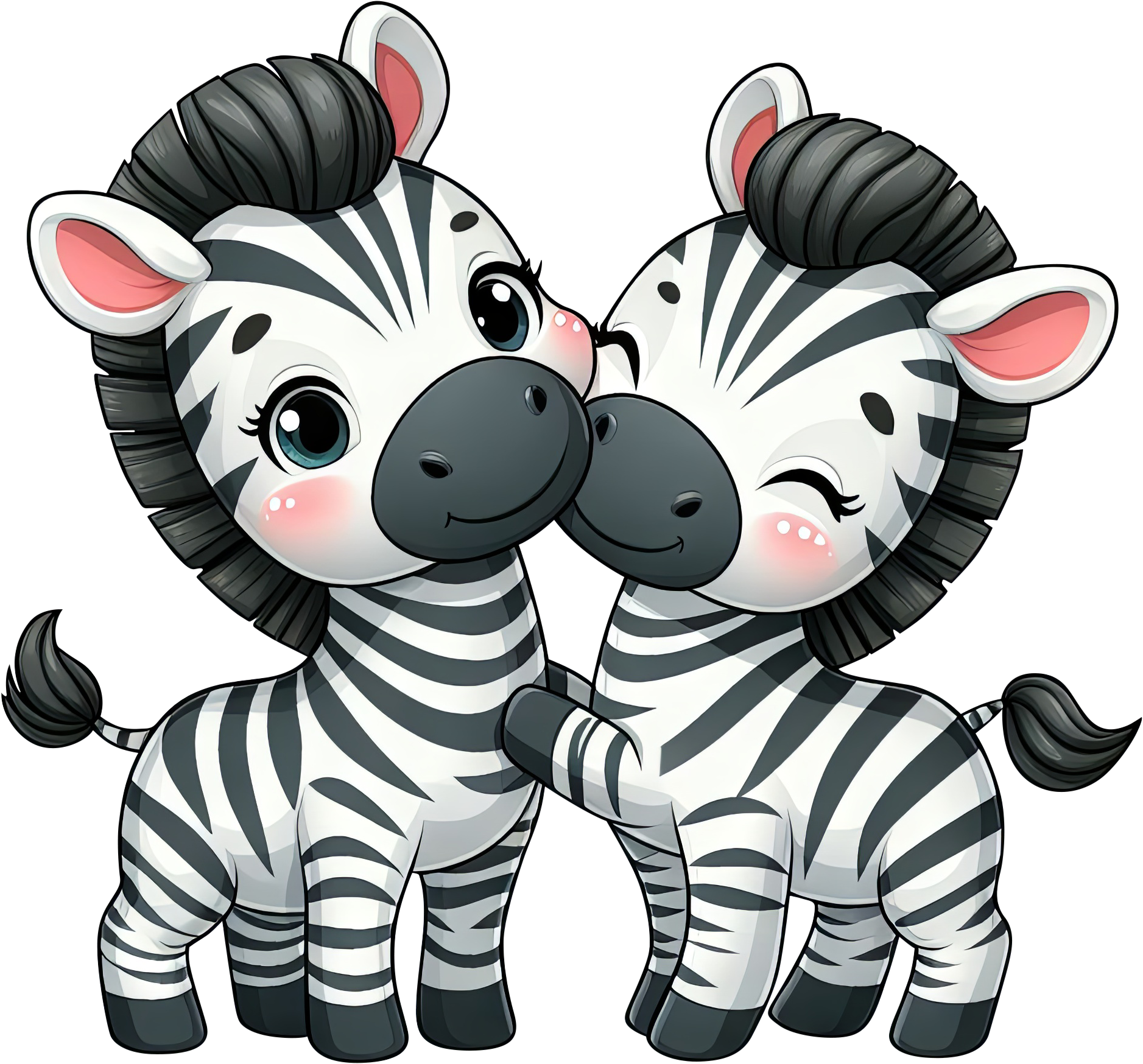 Preview for Kissing-zebras-cartoon-illustration-love-characters-sticker-72151