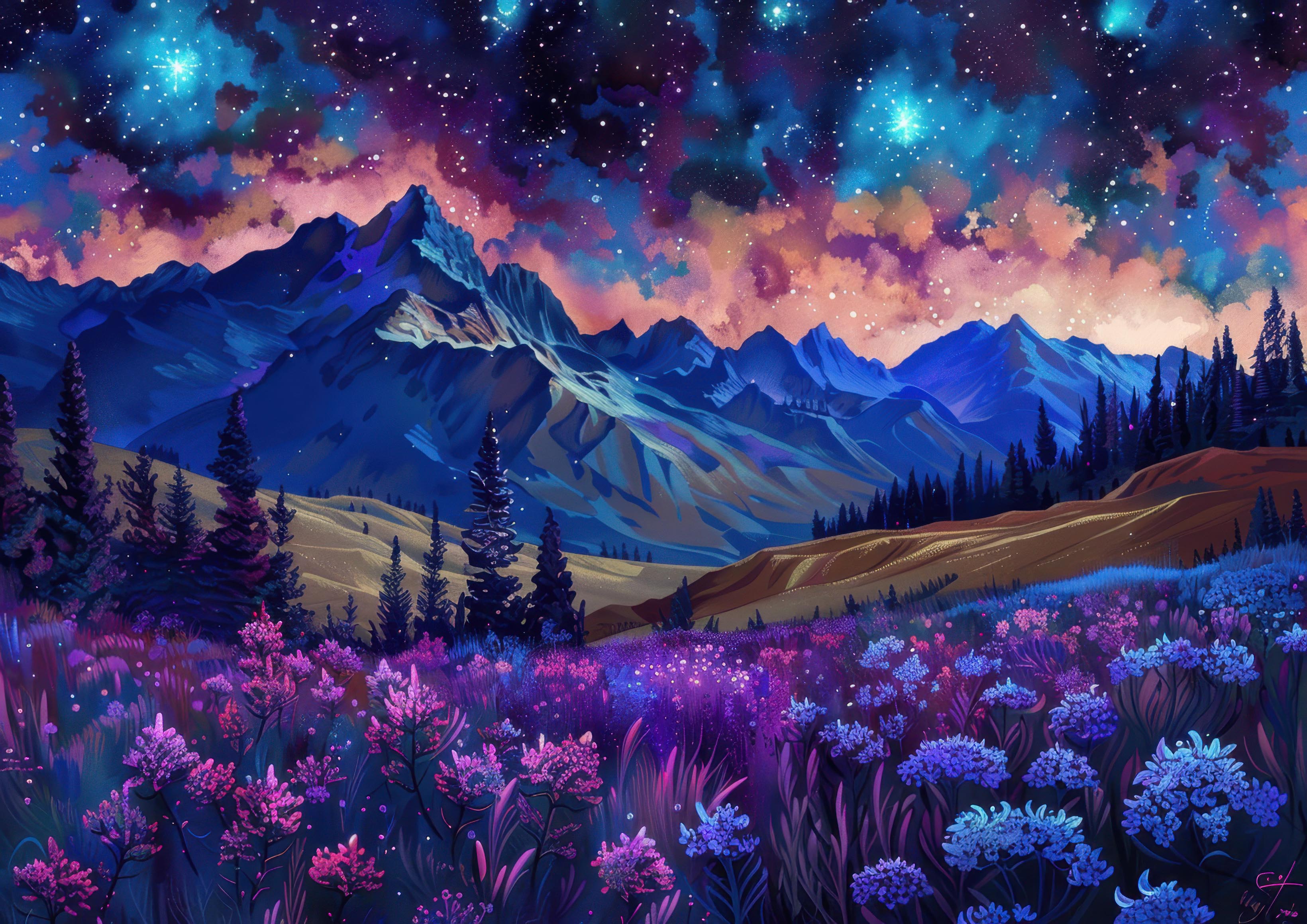 Preview for Vibrant-mountain-landscape-under-starry-sky-astrophotography-pho-b53fe