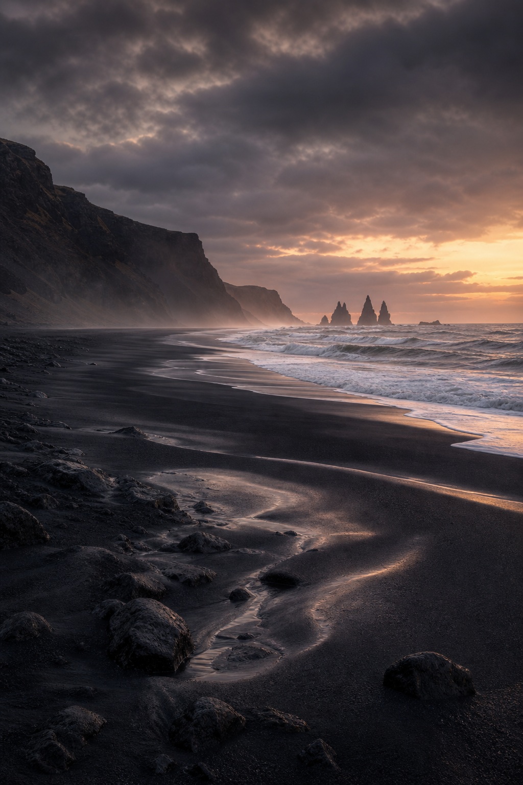 Preview for Black Sand Coast Volcanic Dawn Background