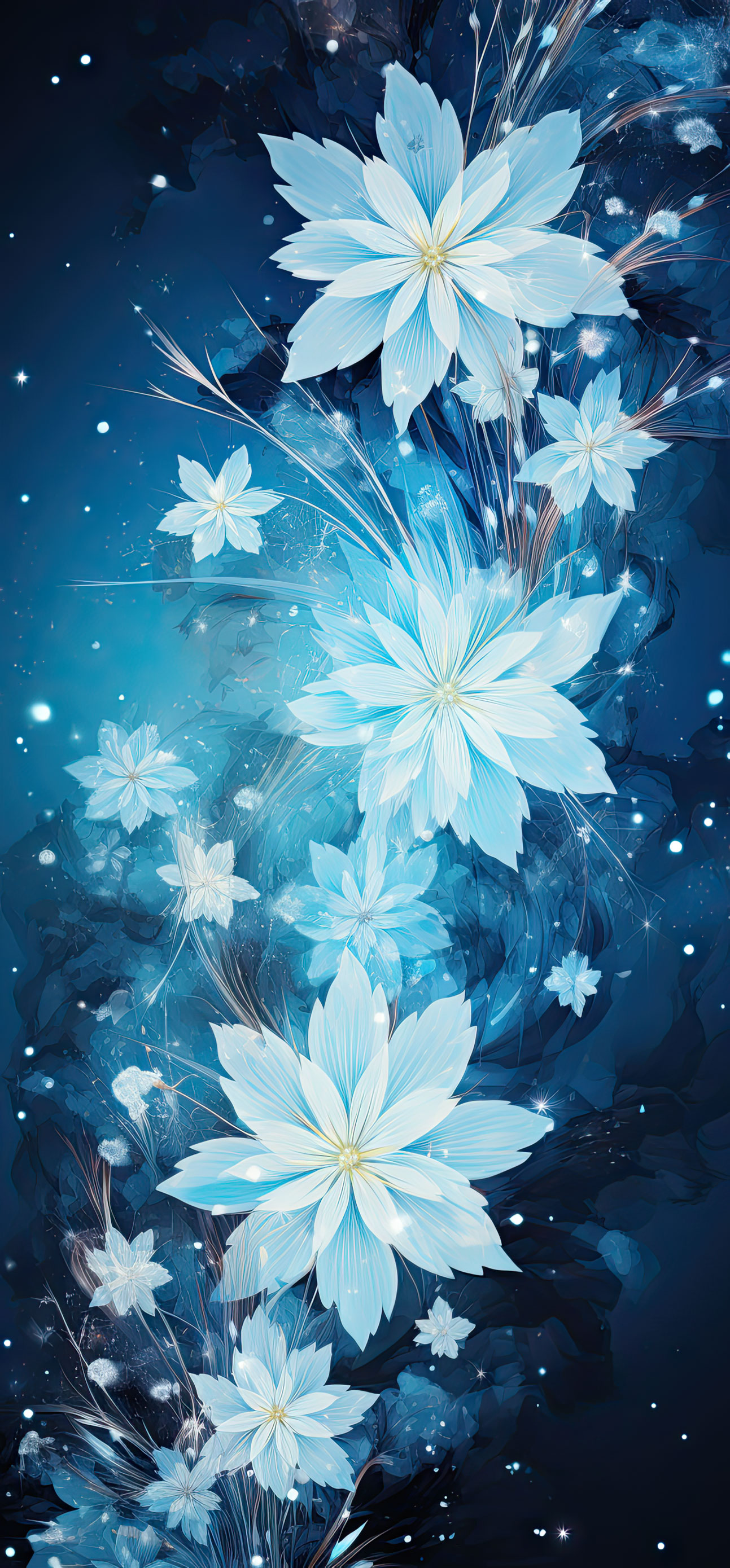 Preview for Blue-floral-design-art-christmas-phone-background-98f4f