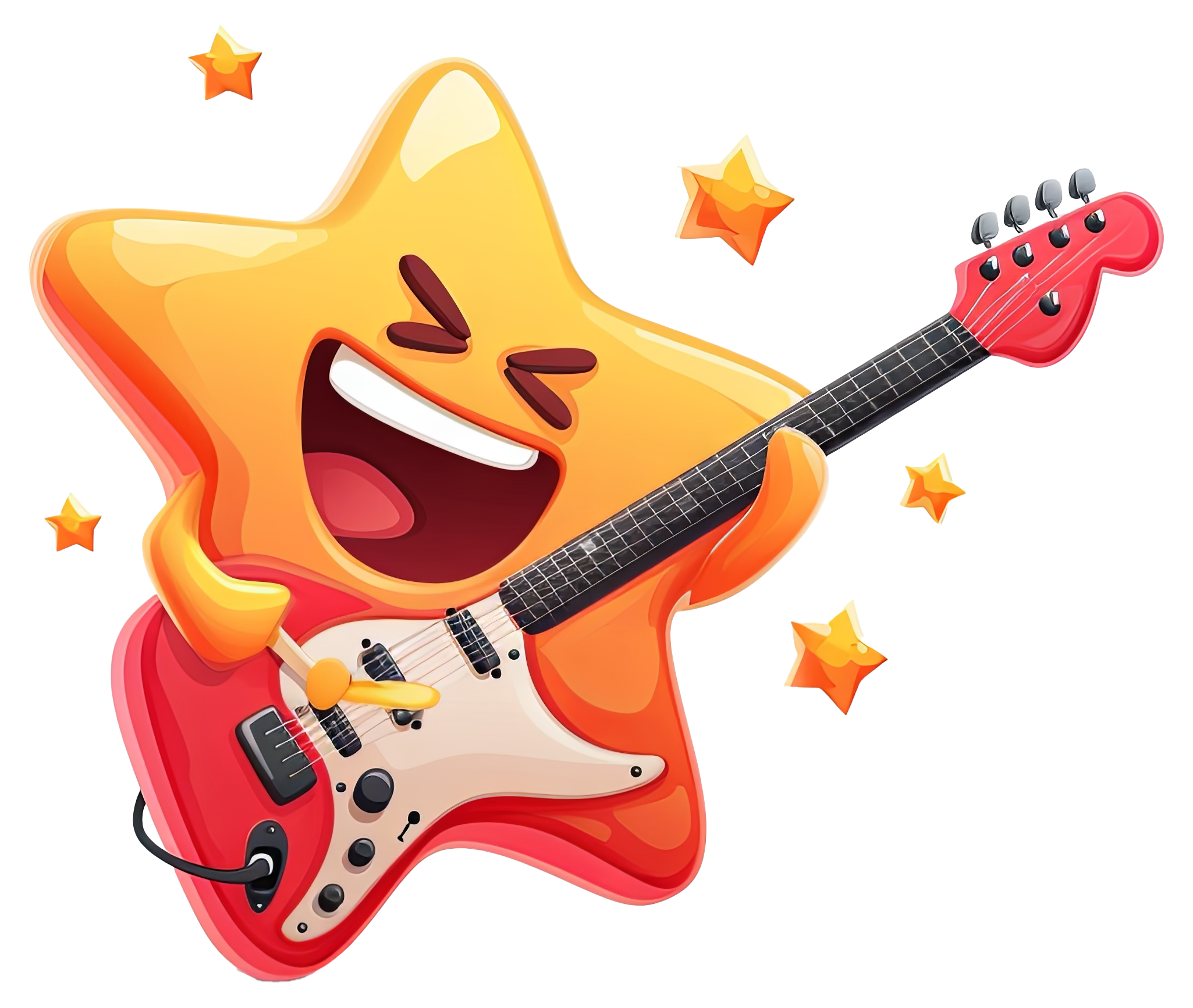 Preview for Cartoon-star-playing-guitar-3d-emoji-sticker-1097f